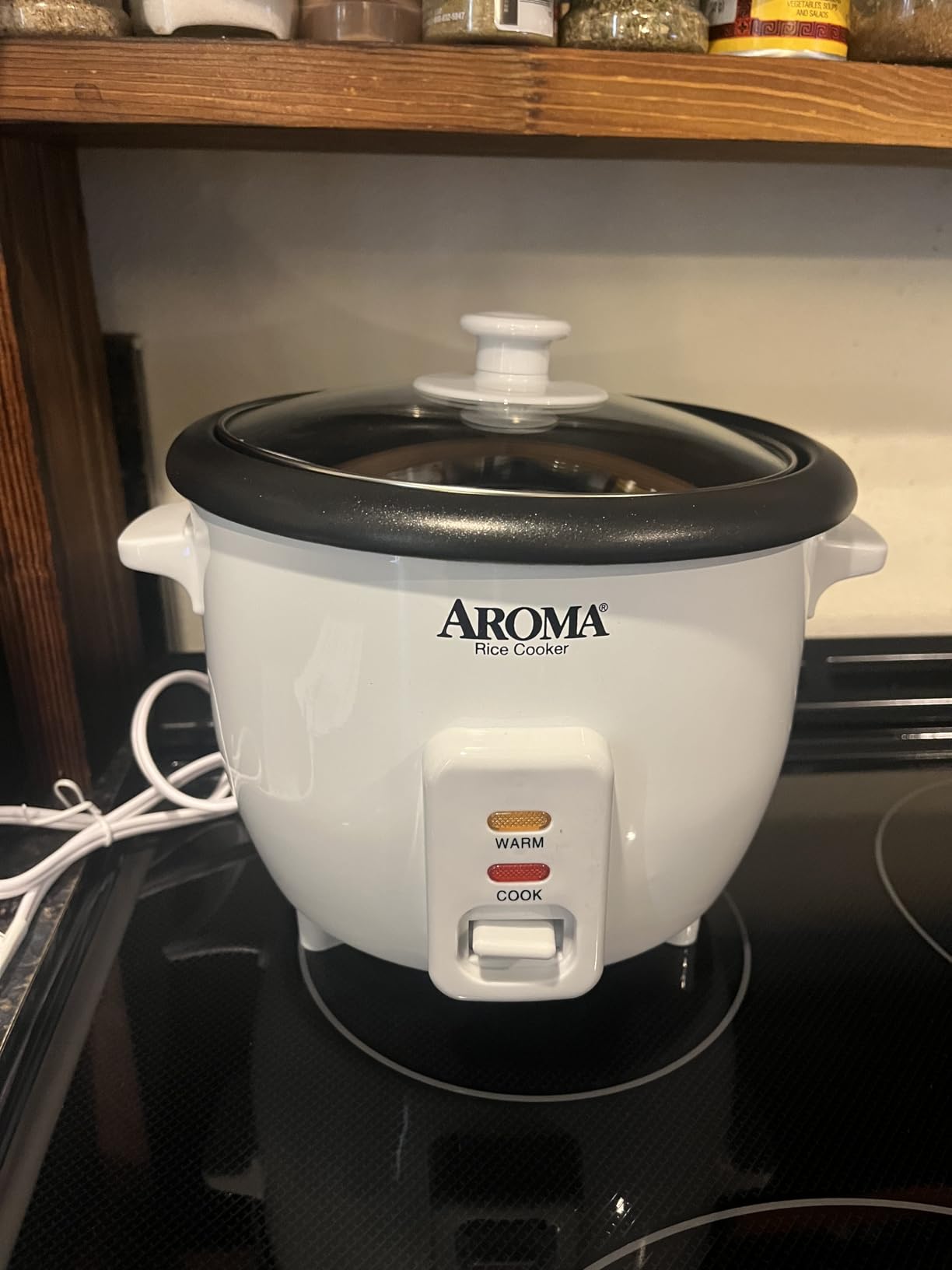 Aroma Housewares Aroma 6-cup (cooked) 1.5 Qt. One Touch Rice Cooker, White (ARC-363NG), 6 cup cooked/ 3 cup uncook/ 1.5 Qt. - Customer Photo