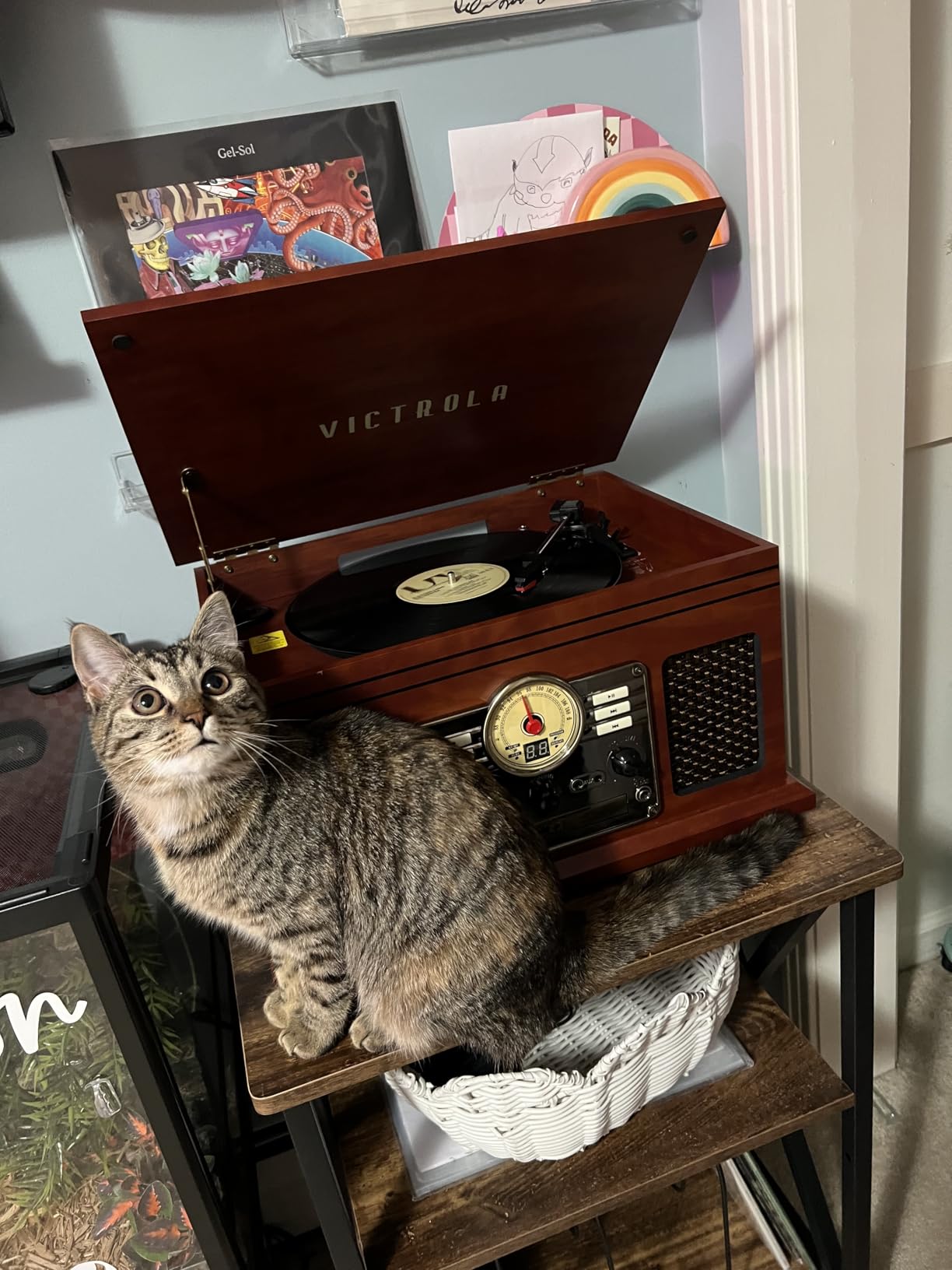 Victrola The Quincy 6-in-1 Bluetooth Record Player & Multimedia Center with Built-in Speakers – 3-Speed Turntable, CD & Cassette Player, AM/FM Radio, Wireless Music Streaming (Mahogony) - Customer Photo 1