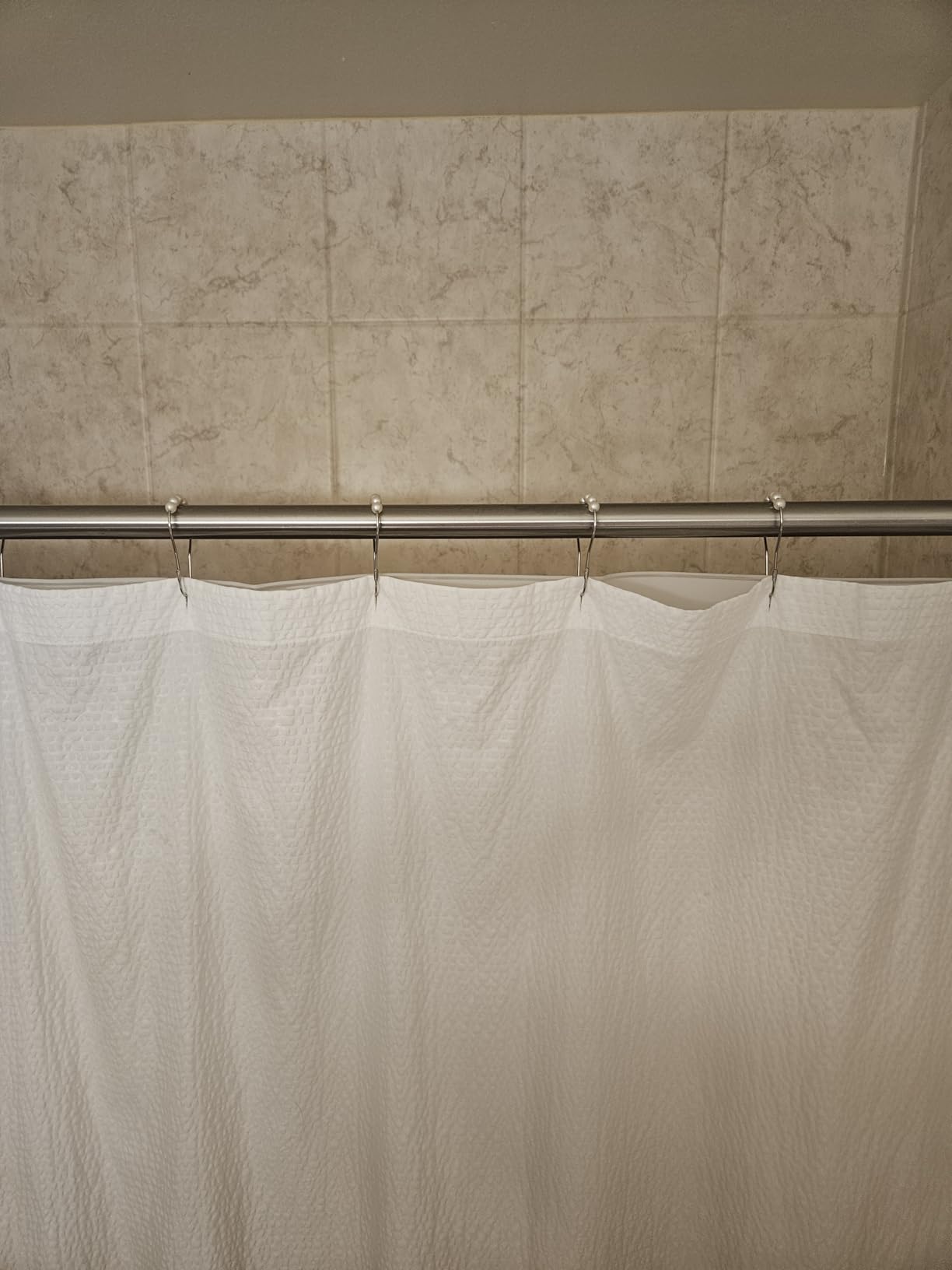 Amazer Shower Curtain Hooks, Decorative Rust Proof Stainless Steel Shower Curtain Hooks for Bathroom Shower Rods Set of 12, Polished Nickel - Customer Photo 1