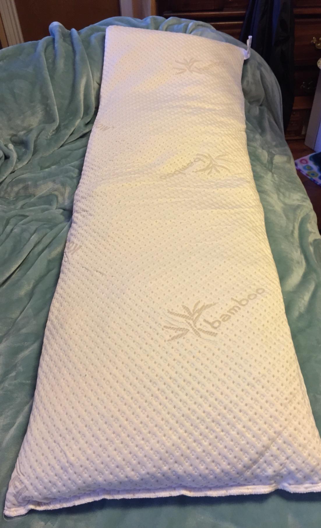 Snuggle-Pedic Body Pillow for Adults - Breathable, Full Body Pillow for Side Sleepers - Shredded Memory Foam Gel - Cooling Long Pillow Supports Legs, Belly & HIPS - 20x54 White - Customer Photo 1