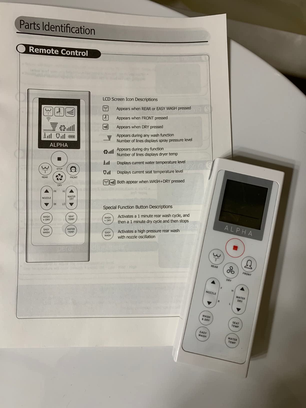 ALPHA BIDET JX2 Elongated Bidet Toilet Seat, White, Endless Warm Water, Bowl Mist, LED Light, Wireless Remote, Stainless Steel Nozzle, Sittable Lid - Customer Photo 2