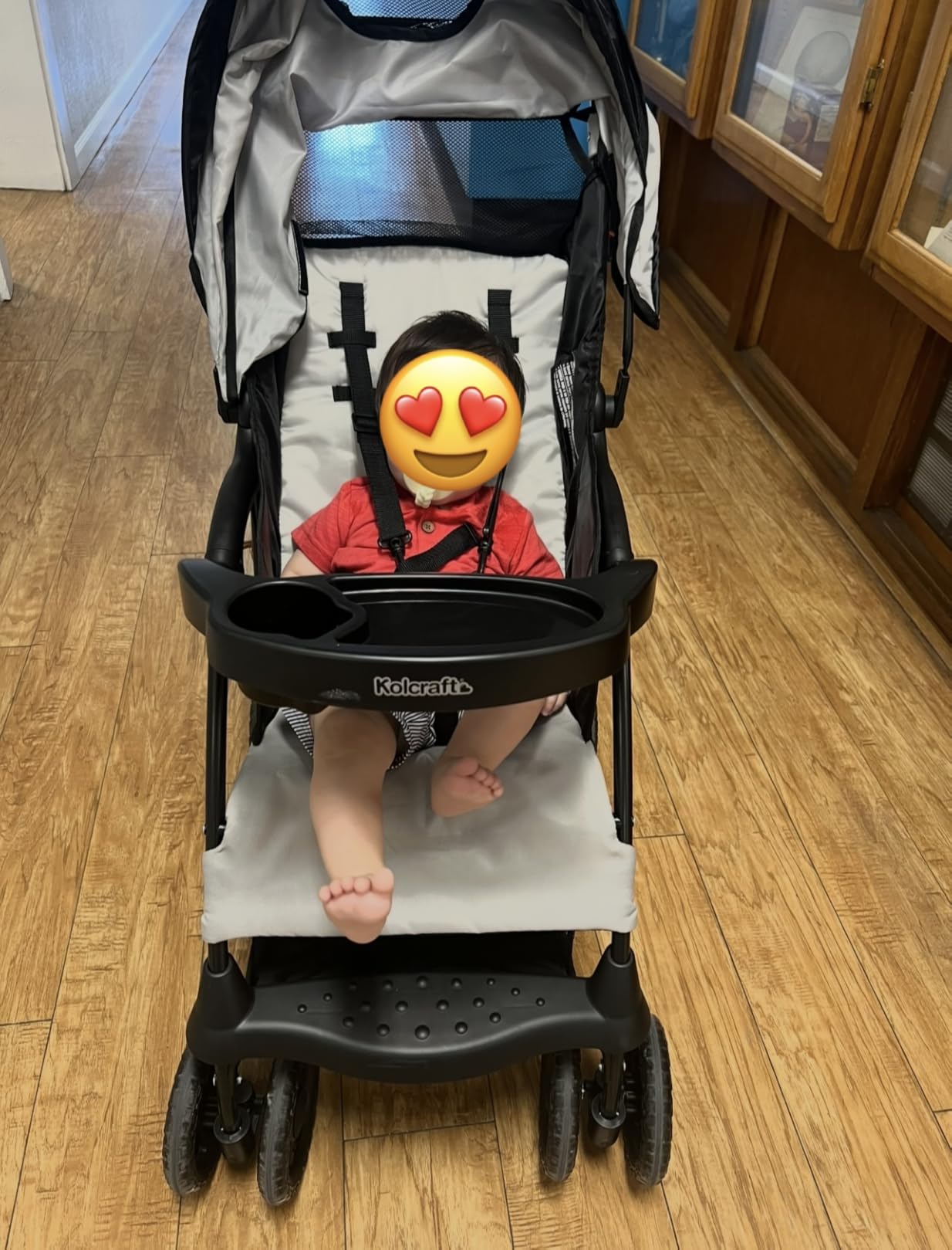 Kolcraft Cloud Plus Lightweight Umbrella Stroller for Toddlers with Reclining Seat, Large Storage Basket, Canopy, Infant & Parent Trays, Compact Fold for Summer Travel, Durable Frame, Slate Gray - Customer Photo 1