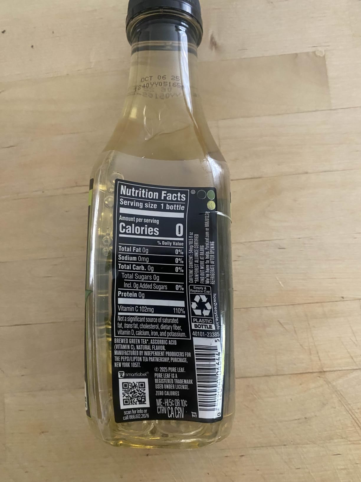 Pure Leaf Iced Tea, Unsweetened Green Tea, 18.5 fl Oz Bottles (Pack of 12) - Customer Photo 1