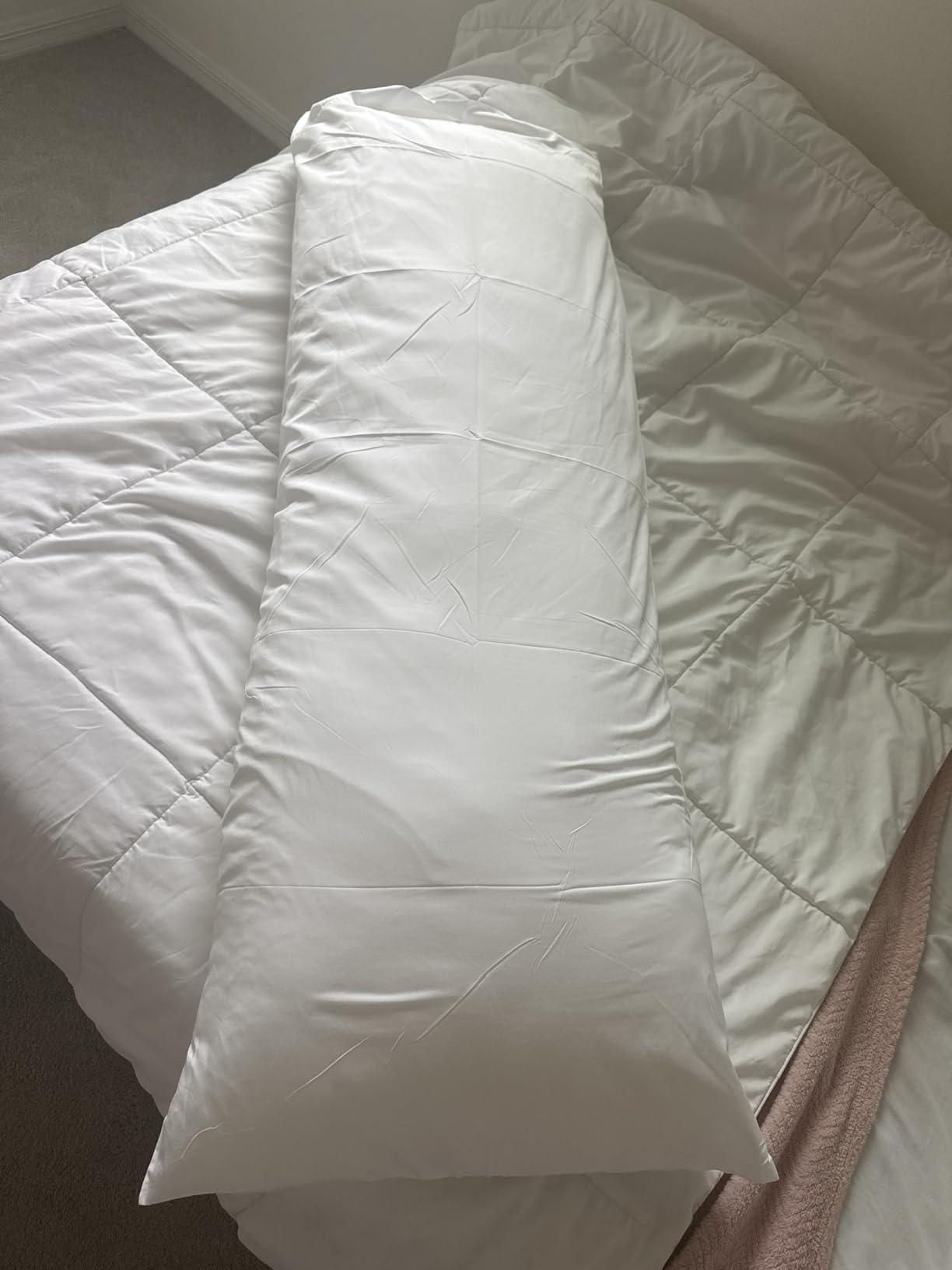 Utopia Bedding Full Body Pillow for Adults (White, 20 x 54 Inch), Long Pillow Insert for Sleeping, Ideal for Side Sleepers - Customer Photo 2