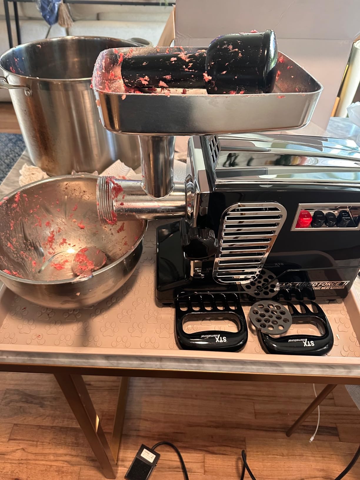 Turboforce II 4000 Electric Meat Grinder | Grinds Soft Bones | Foot Pedal | 6 Grinding Plates | Stainless Steel Blades | Sausage Tubes | Kubbe Maker | Meat Claws | Patty Press & More - Customer Photo 1