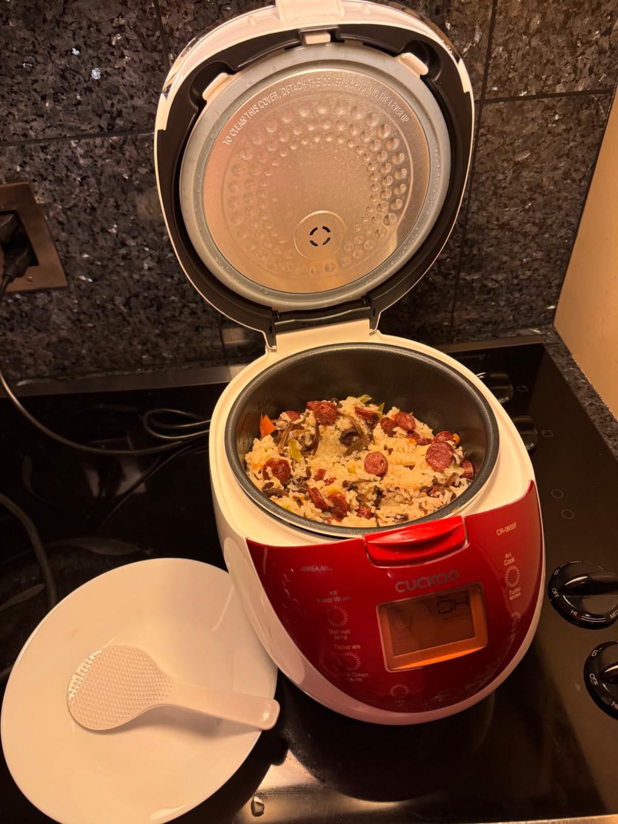 Cuckoo CR-0655F Rice Cooker & Warmer, 6 cups, LCD Display 11-Menu Options - White, Turbo, Mixed, and Brown/GABA Rice, Porridge, Steam Multi Cook, My Mode, 16-Various Cooking Methods, Sm, Red/White - Customer Photo 2