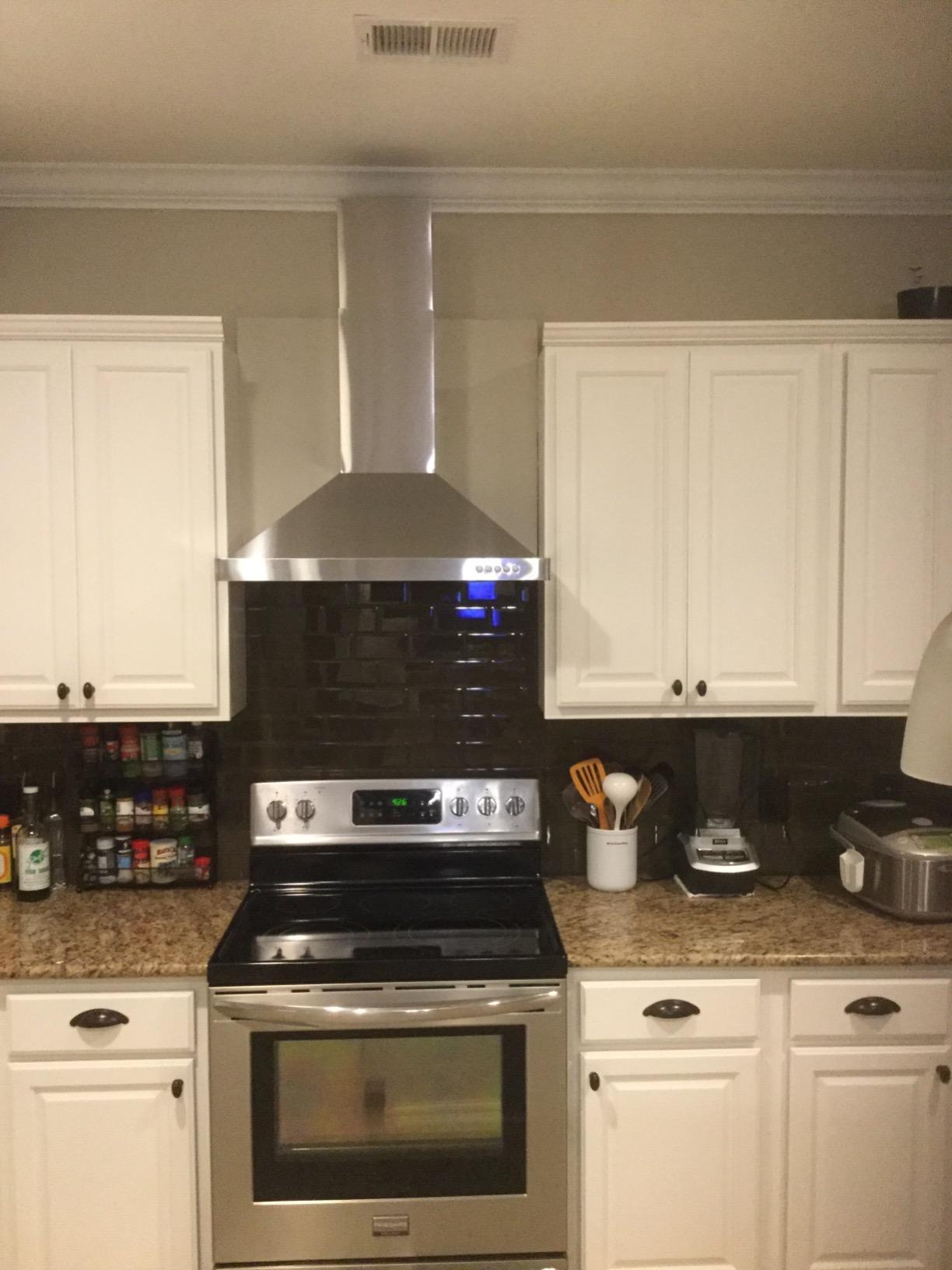 COSMO COS-63175 30 in. Vista Collection 380 CFM Ducted Wall Mount Range Hood, Button Controls, LED Lights, Stainless Steel Customer Review COSMO COS-63175 30 in. Vista Collection 380 CFM Ducted Wall Mount Range Hood, Button Controls, LED Lights, Stainless Steel - Customer Photo 1