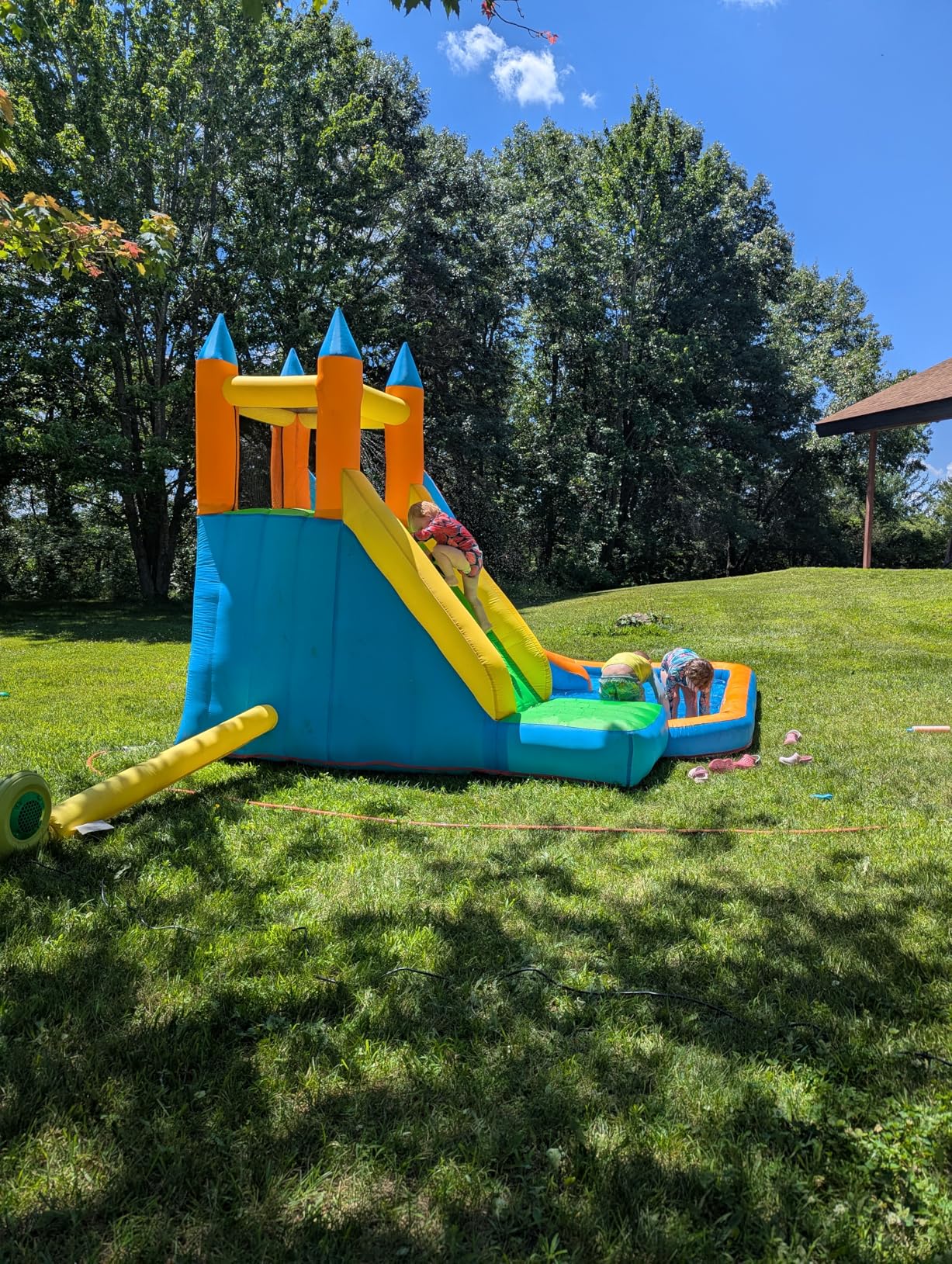 Costzon Inflatable Water Slide, Giant Bouncy Water Park Jump Castle Waterslide for Kids Backyard Outdoor Fun with Climbing Wall, Splash Pool, Blow up Water Slides Inflatables for Kids Party Gifts - Customer Photo 1 - RosenberryRooms