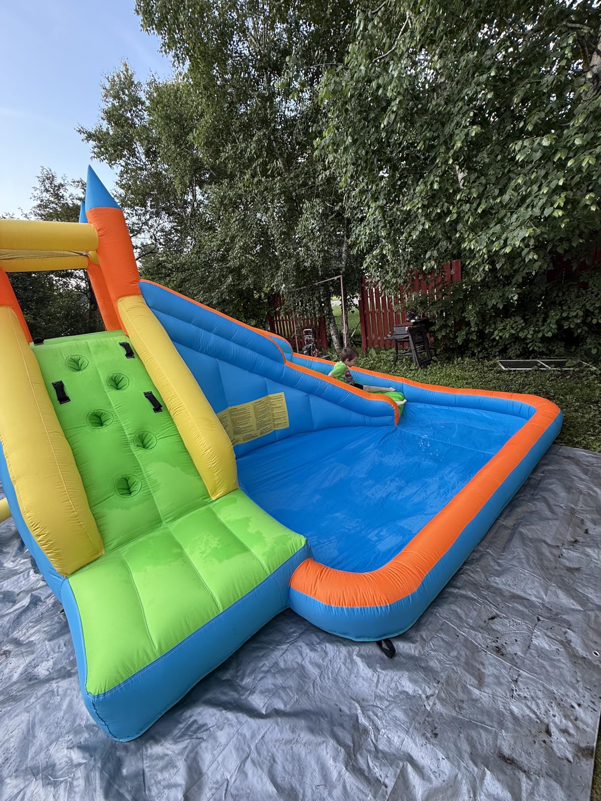 Costzon Inflatable Water Slide, Giant Bouncy Water Park Jump Castle Waterslide for Kids Backyard Outdoor Fun with Climbing Wall, Splash Pool, Blow up Water Slides Inflatables for Kids Party Gifts - Customer Photo 2 - RosenberryRooms