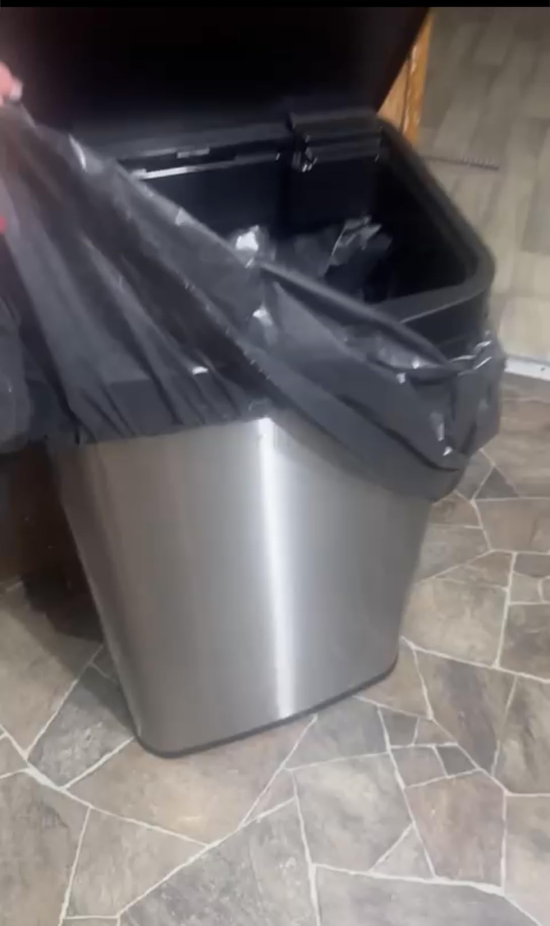 NINESTARS DZT-50-28 Automatic Touchless Motion Sensor Rectangular Trash Can, 13 Gal, Black Trim - Customer Photo 1