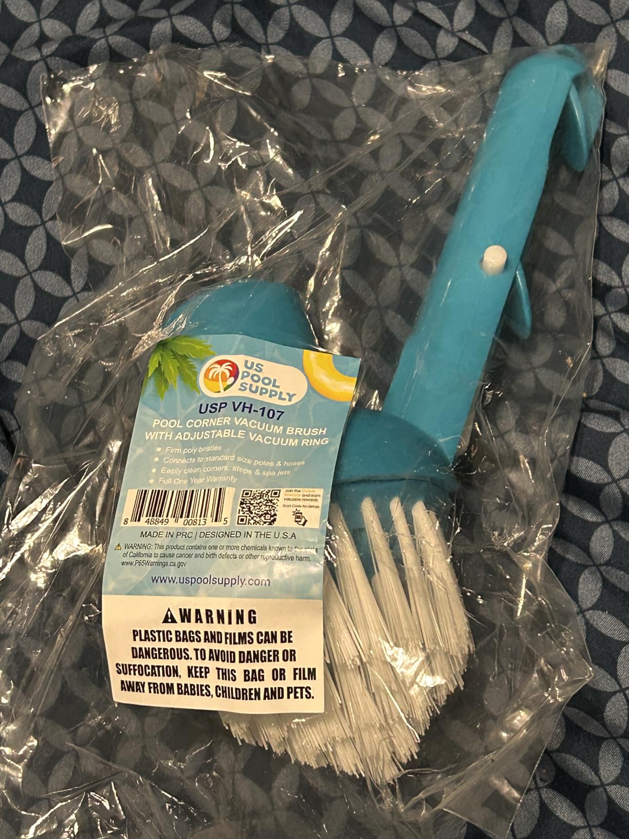 U.S. Pool Supply Swimming Pool Corner Vacuum Brush with Adjustable Vac Ring - Connects to Standard 1-1/2
