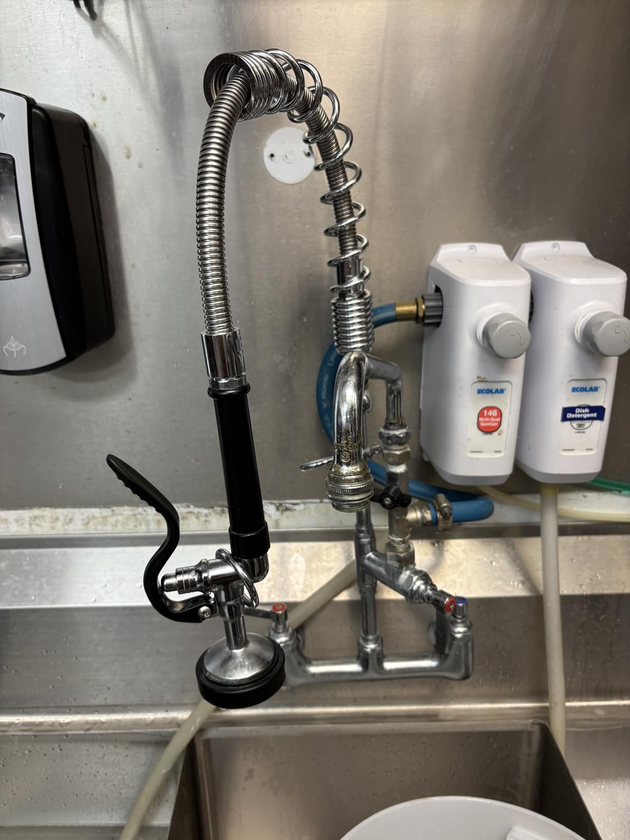 Commercial Wall Mount Kitchen Sink Faucet Brass Constructed Polished Chrome Pre-Rinse Device - Customer Photo 1