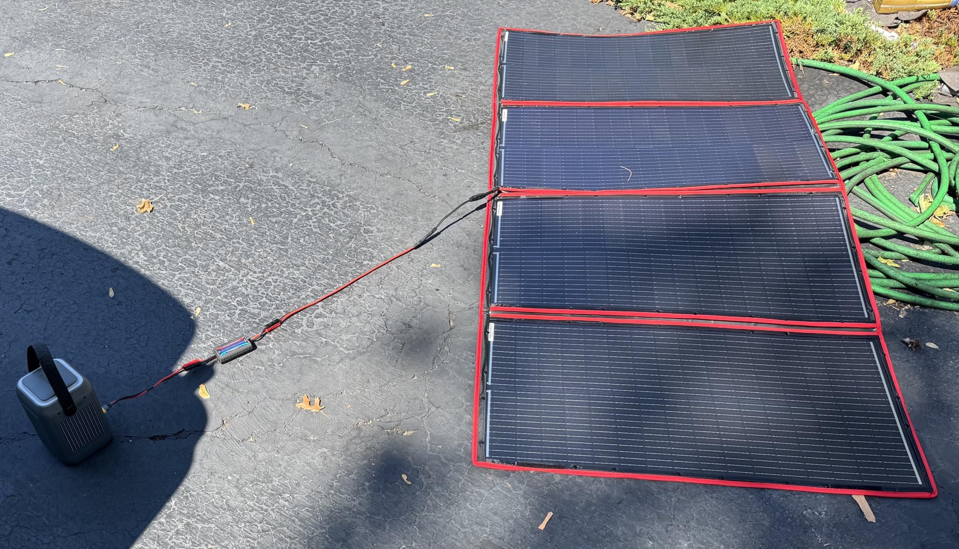 DOKIO 100W Portable Foldable Solar Panel Kit (19x26in, 5.3lb), with Separate Controller and Dual USB, Monocrystalline Charger for 12V Batteries & Power Stations, RV Camping Trailer Emergency Backup - Customer Photo 3