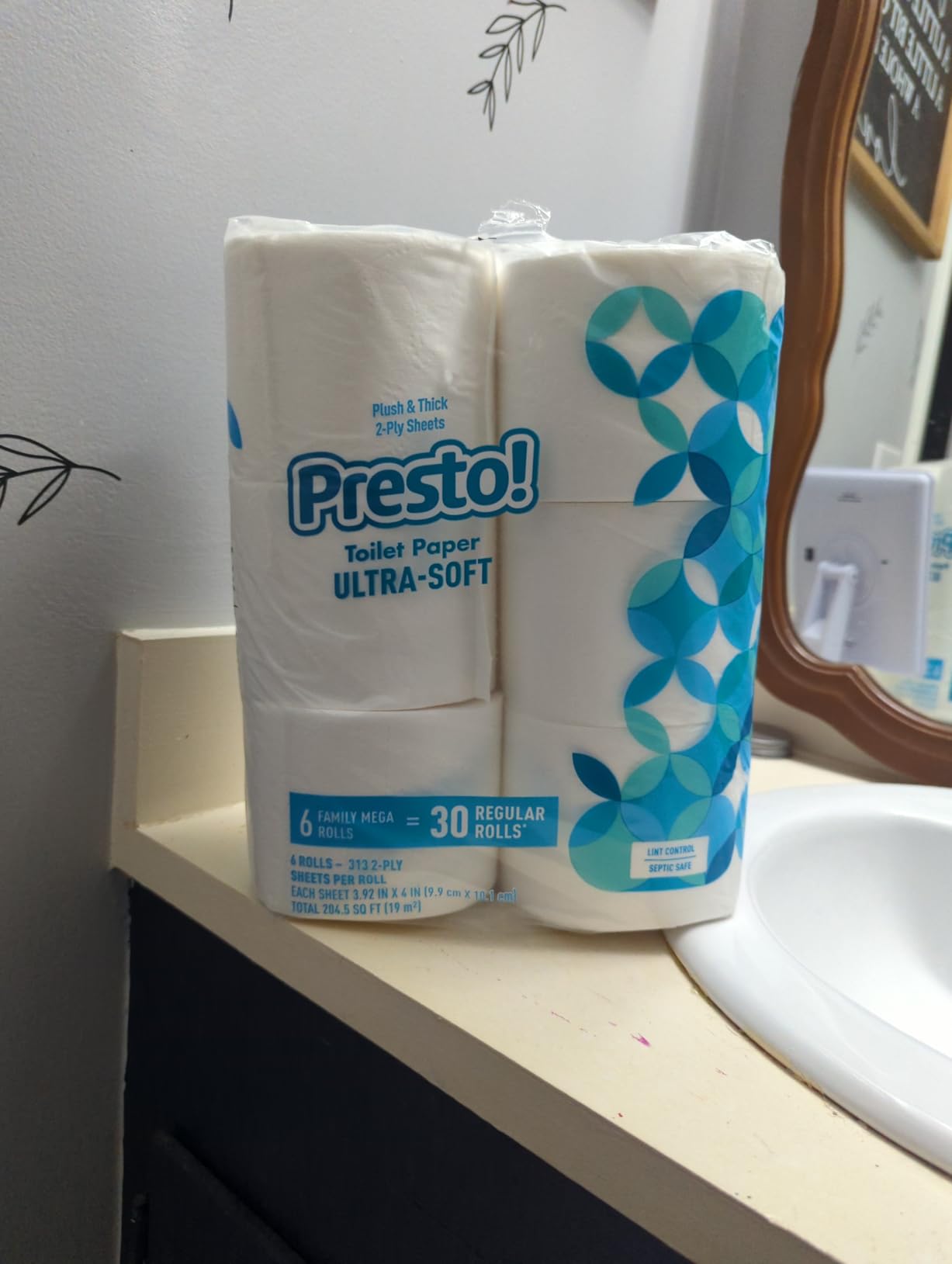 Amazon Brand - Presto! 2-Ply Ultra-Soft Toilet Paper, 24 Family Mega Rolls = 120 regular rolls - Customer Photo 1