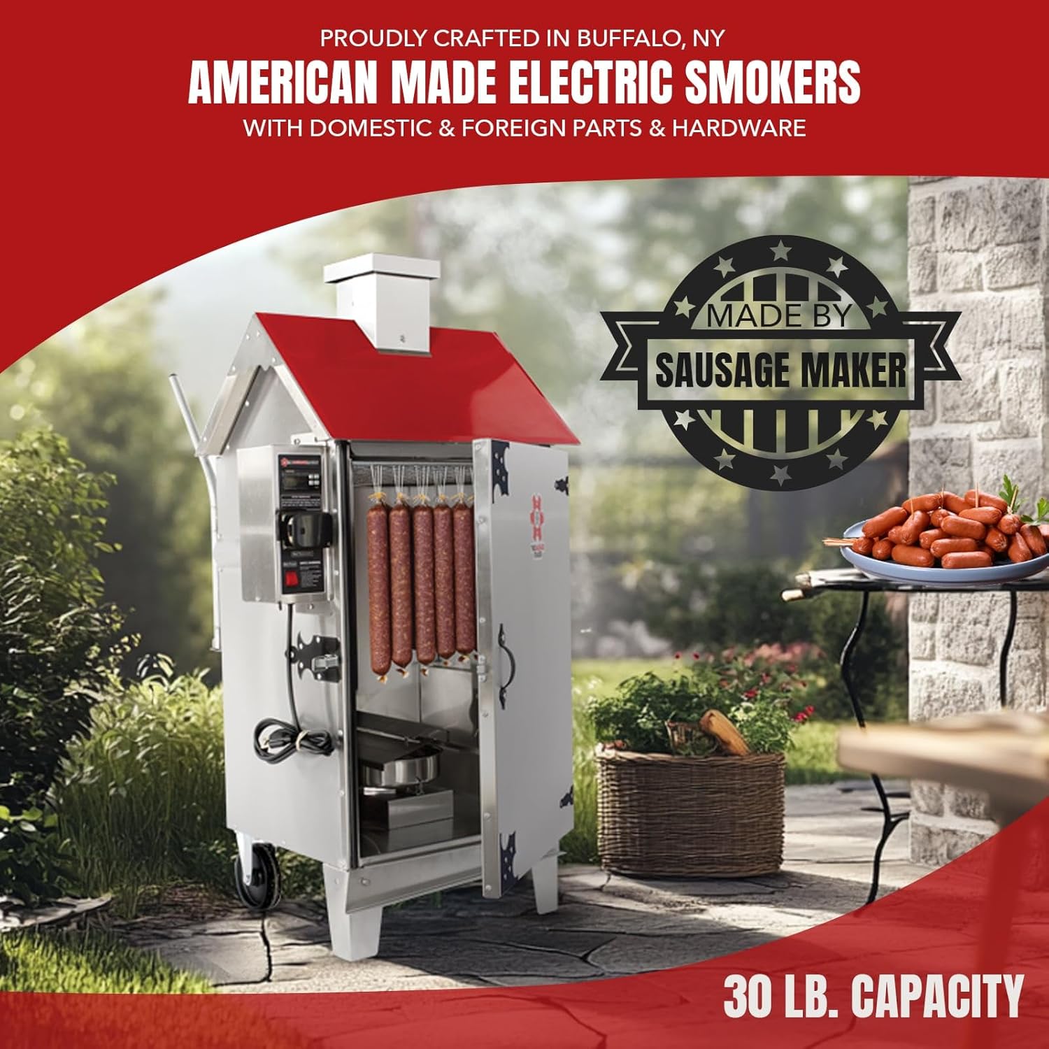 The Sausage Maker - 30 lb. Digital Smoker for Making Sausage, Ham, Fish and Brisket (Country Red) - Customer Photo 2