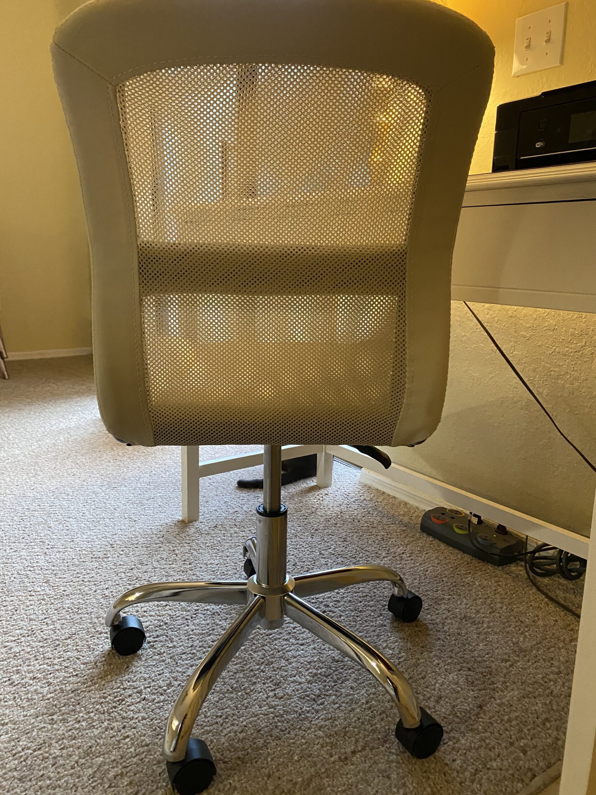 Serta Essential Armless TaskChair, Small Desk Chairs with Wheels, Breathable Mesh Back and Faux Leather, Quality Foam Cushion Seat for Comfort, Minimal Design for Vanity Table, Cream White - Customer Photo 1