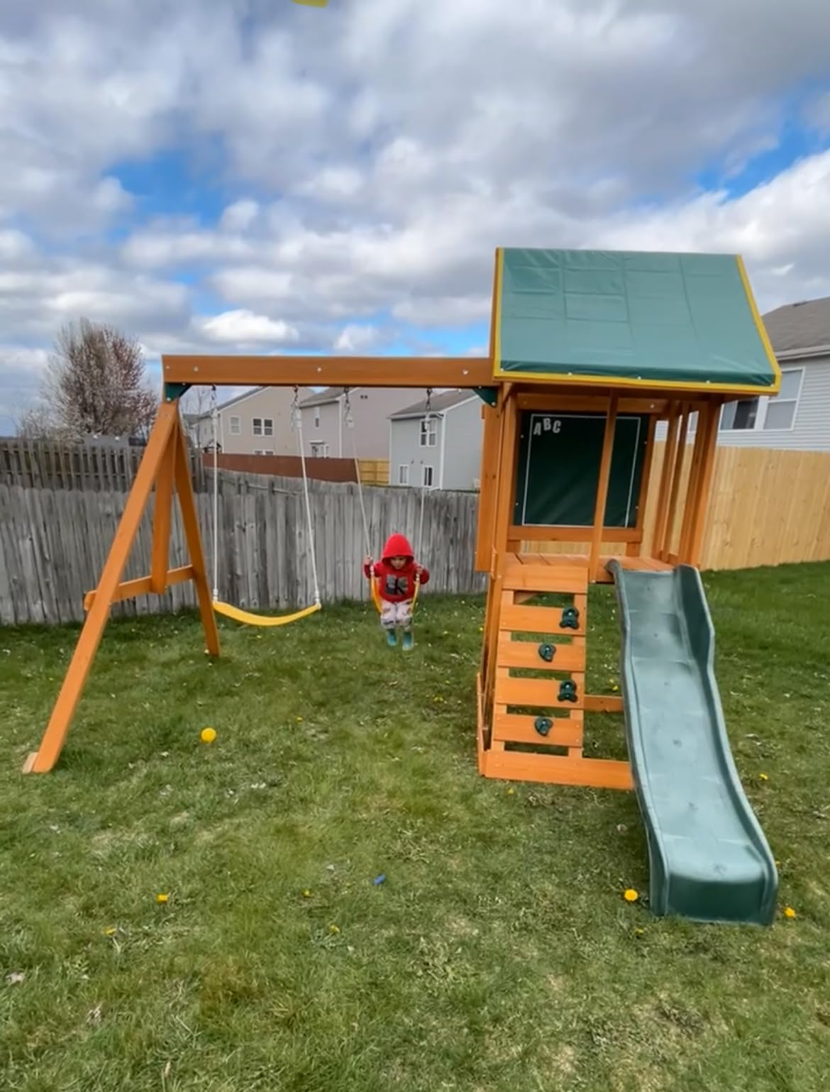 KidKraft Appleton Wooden Swing Set, (Amazon Exclusive) - Customer Photo 2