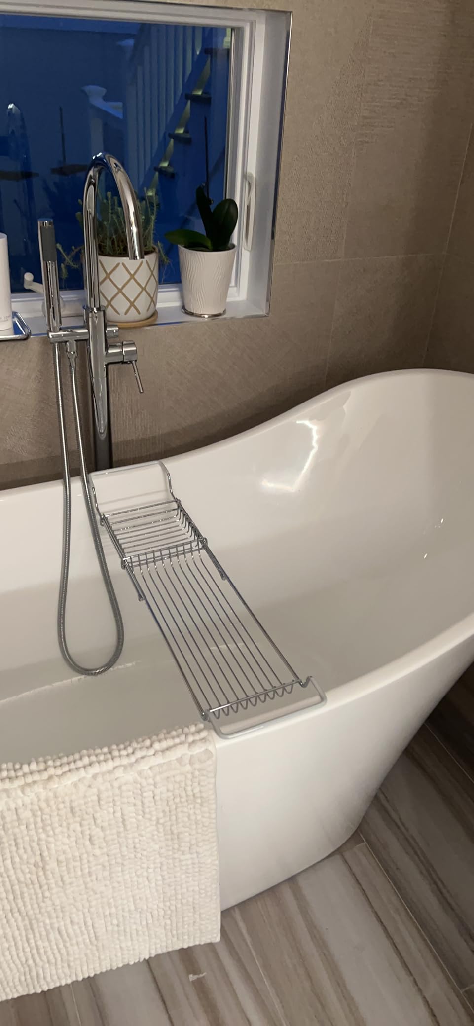Home Intuition Stainless Steel Expandable Shower Bathtub Tray Over The Clawfoot Tub Bath Caddy - Customer Photo 1
