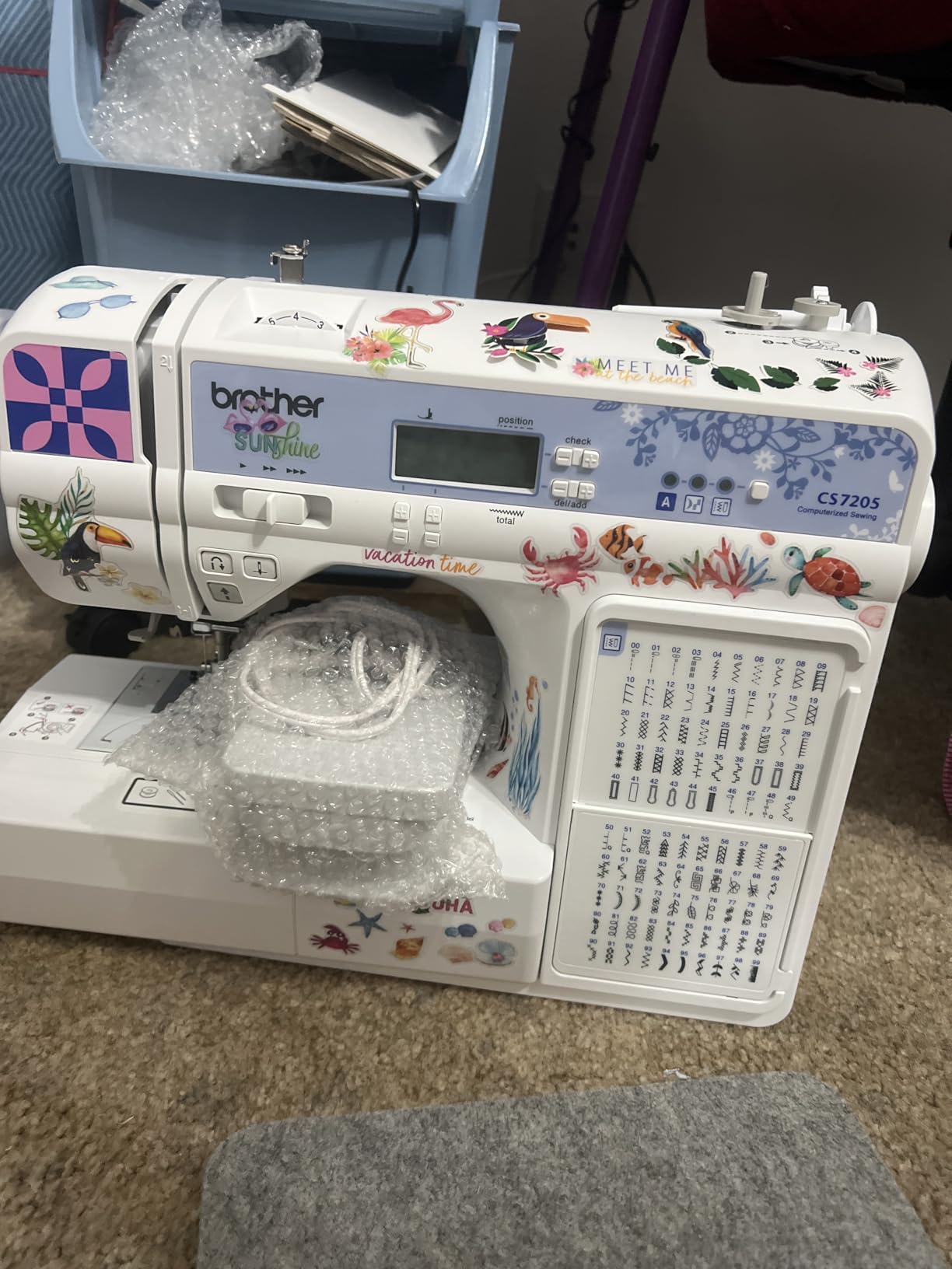 Brother CS7205 Computerized Machine, 150 Built Stitches, 1 Font, Wide Table, 11 Sewing Feet, White - Customer Photo 1