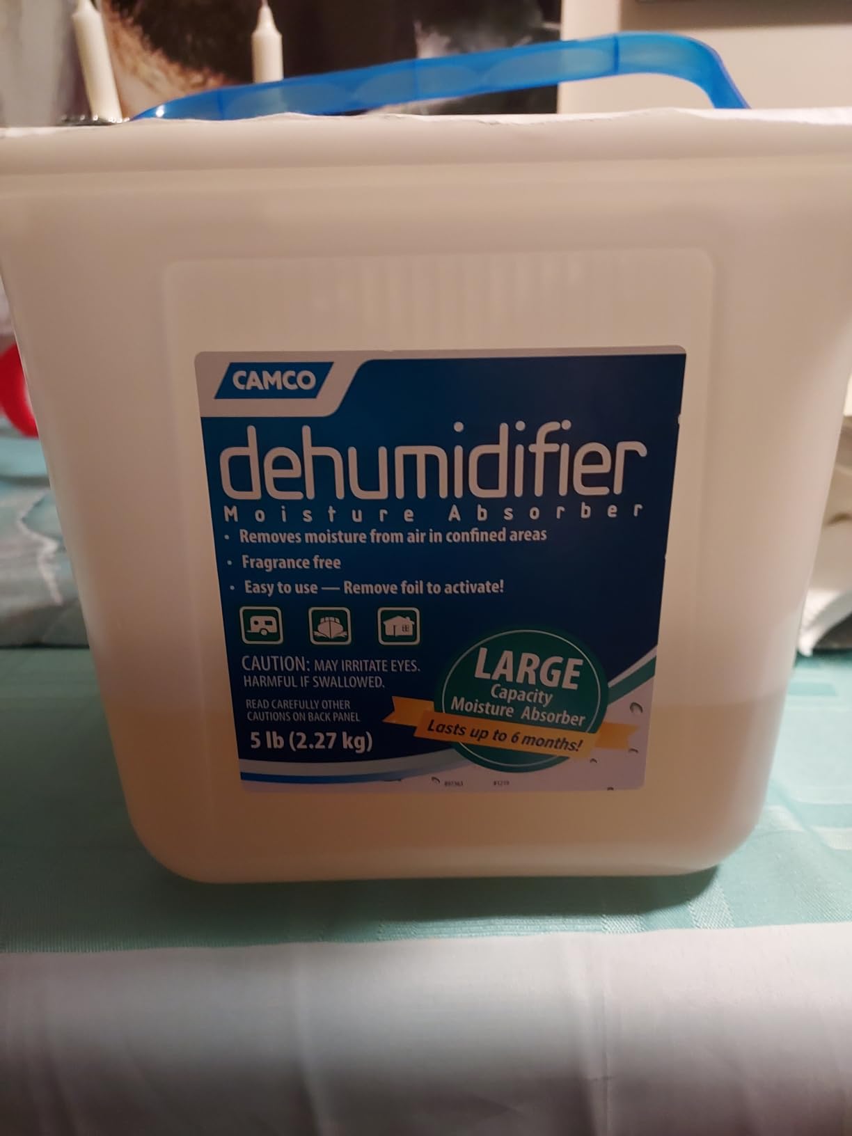 Camco Moisture Absorber Bucket - Features Fast-Acting Moisture-Absorbing Agent - No-Fragrance Beads – Use with RV Storage, Camper Organization & More (44282) - Customer Photo 1
