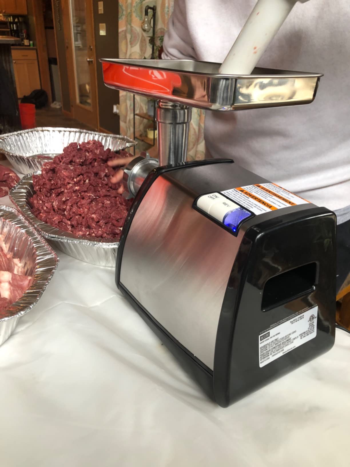 Weston Electric Meat Grinder & Sausage Stuffer, #12 750 Watt, 1 HP Motor, Grinds 4 lbs Per Minute, Includes Stainless Steel Grinding Plates, Die-Cast Aluminum (33-1301-W) - Customer Photo 2