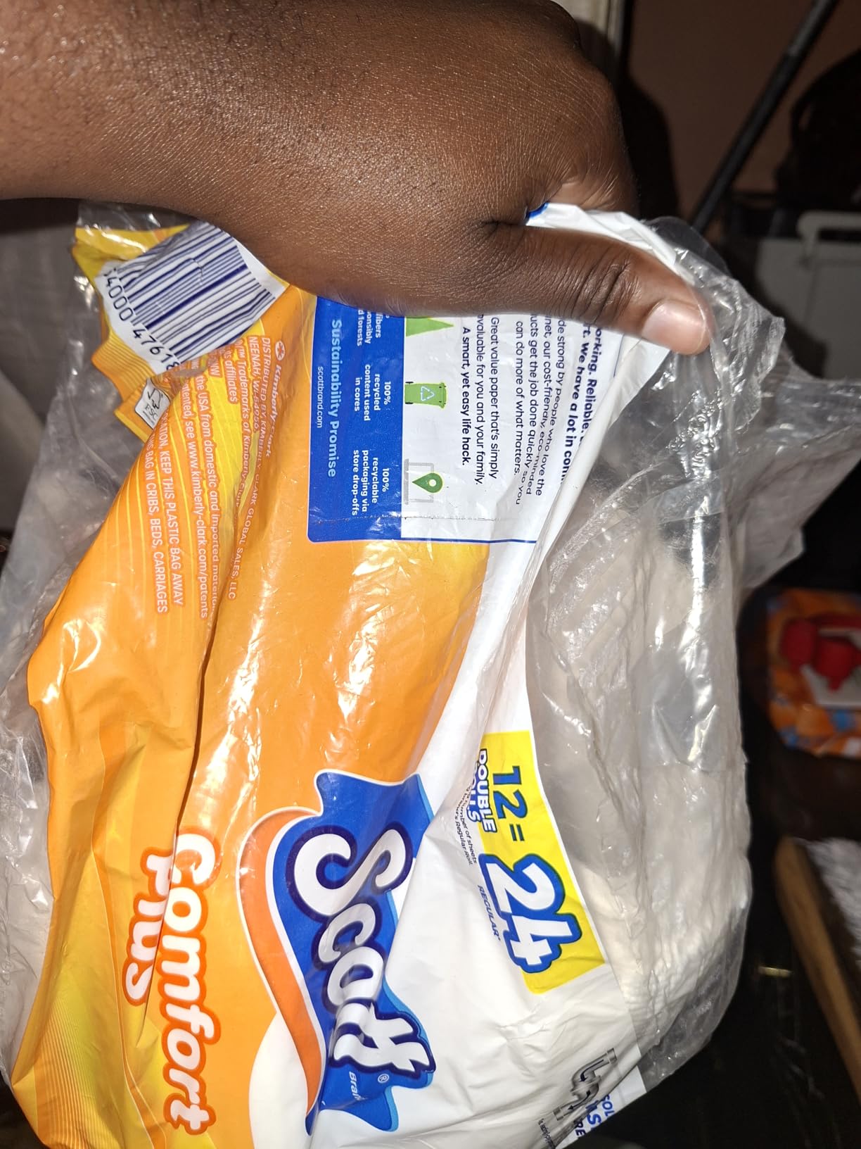 Scott ComfortPlus Toilet Paper, 12 Double Rolls, 231 Sheets per Roll, Septic-Safe, 1-Ply Toilet Tissue - Customer Photo 1
