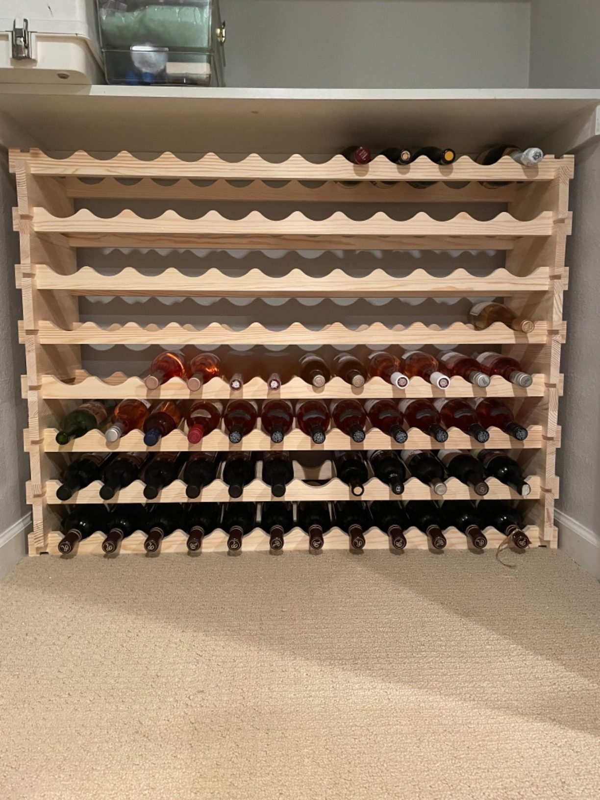 Smartxchoices 96 Bottles Stackable Modular Wine Rack, 8-Tier Wooden Wine Storage Rack Freestanding Wine Holder Display Shelves, Wobble-Free Shelves, Solid Wood - Customer Photo 1