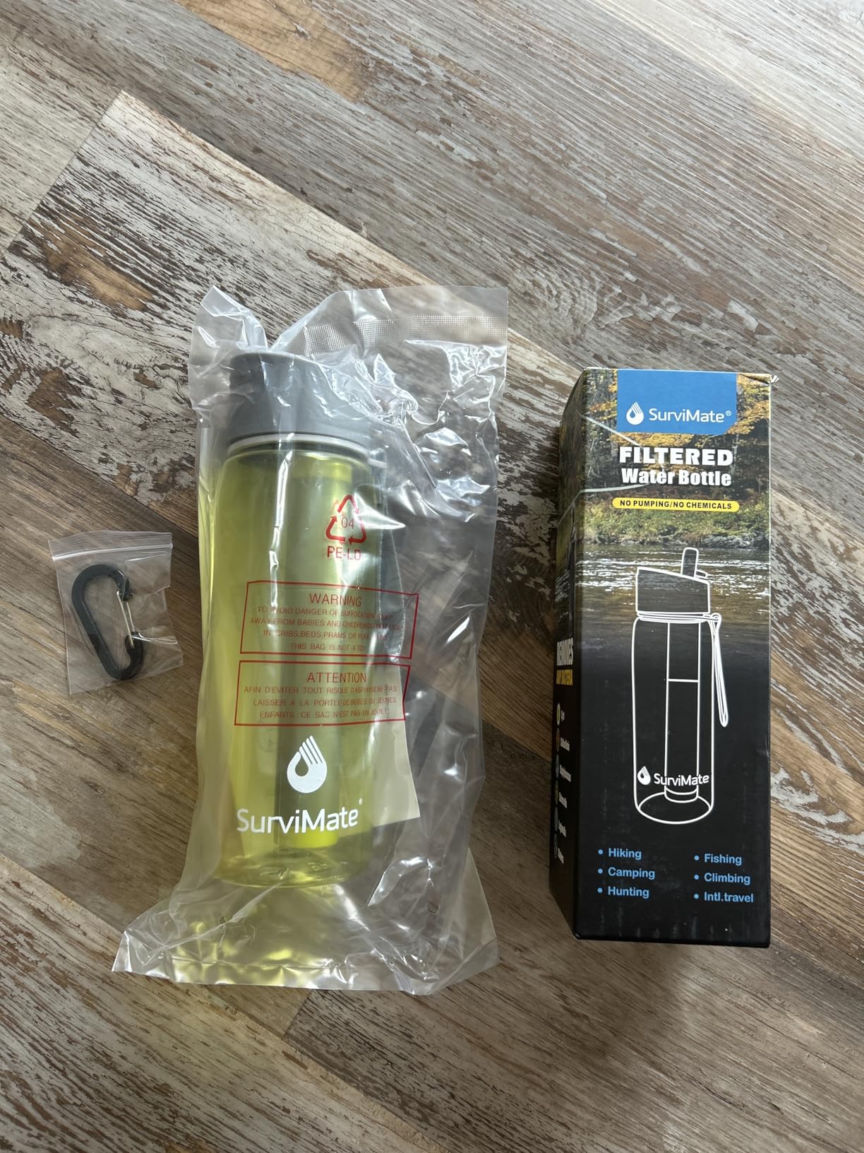 Survimate 5-Stage 0.01μm Ultra-Filtration Filtered Water Bottle, BPA-Free Material, NSF/ANSI 42&372 Certified, Portable Water Filter Bottle for Survival, Camping, Hiking, and Emergency Use - Customer Photo 1