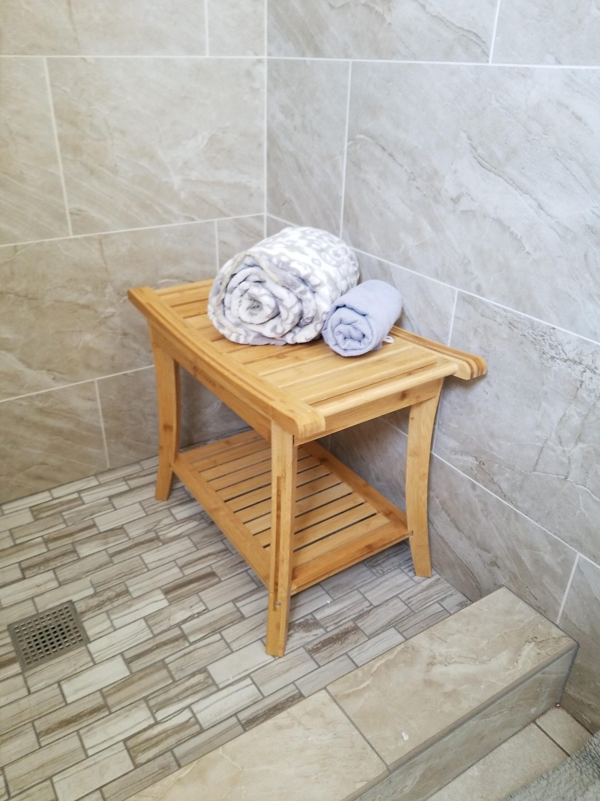 OasisSpace Bamboo Shower Bench, 24