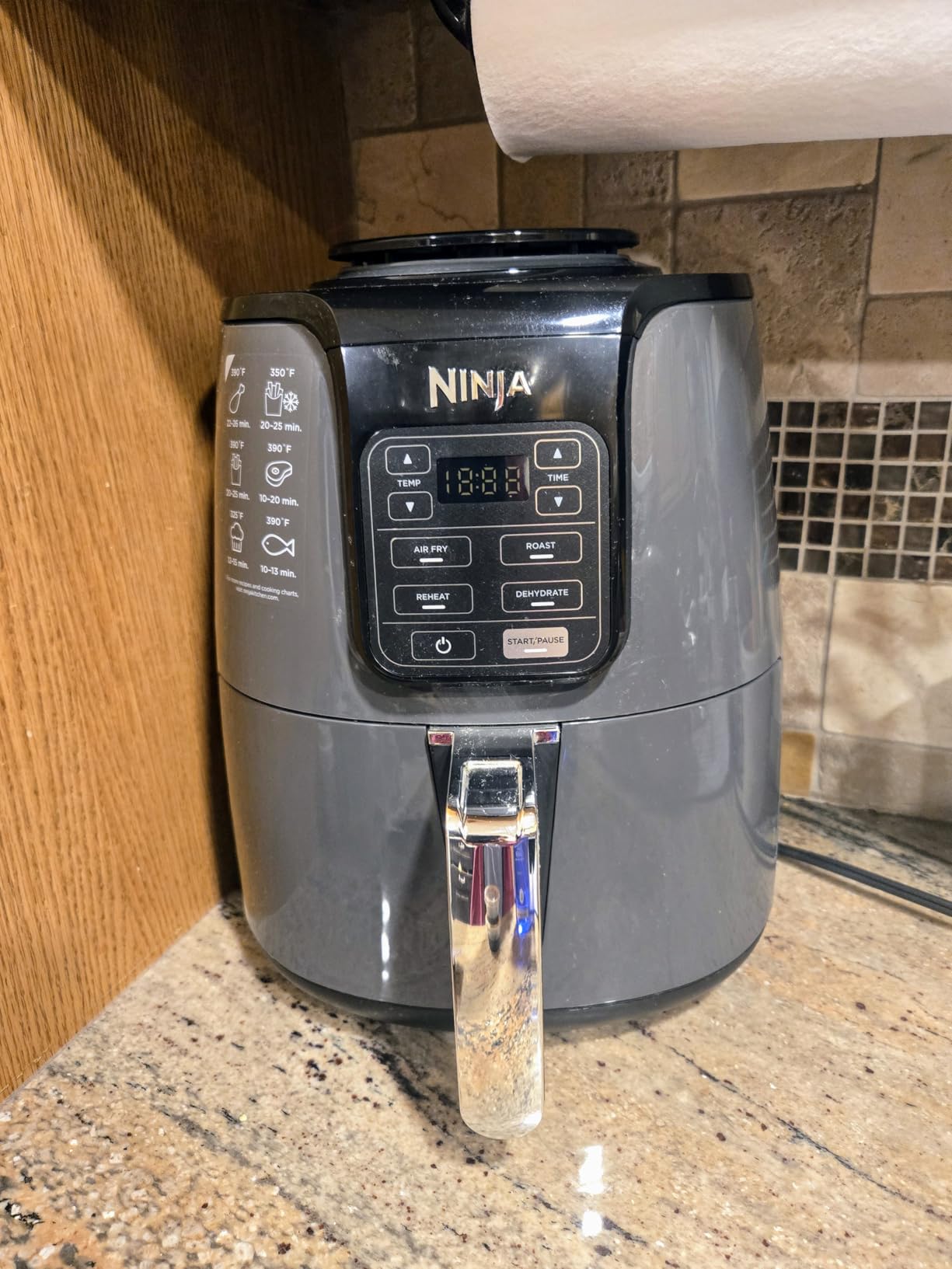 Ninja | Air Fryer | 4 QT Capacity | 4-in1 Roast, Crisp, Roast, Reheats, & Dehydrates | Dishwasher Safe Parts | Includes 20 Easy & Healthy Recipes | Compact | Grey | AF101 - Customer Photo 1