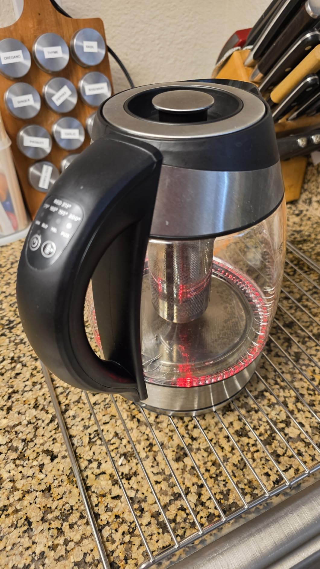 Chefman Electric Kettle with Temperature Control, 5 Presets LED Indicator Lights, Removable Tea Infuser, Glass Tea Kettle & Hot Water Boiler, 360° Swivel Base, BPA Free, Stainless Steel, 1.8 Liters - Customer Photo 2