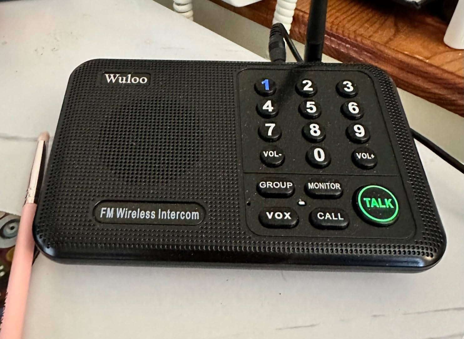 Wuloo Intercoms Wireless for Home 1 Mile (5280 Feet) Range 10 - Channel, Wireless Home Intercom System for House Business Office, Room to Room Intercom, Home Communication System (2 Packs, Black) - Customer Photo 1