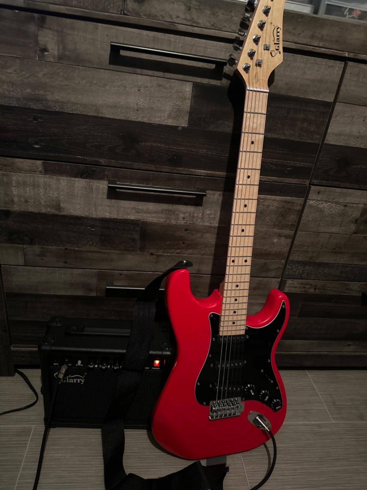 GLARRY Full Size Electric Guitar for Beginner with Amp and Accessories Pack Guitar Bag (Dark blue) - Customer Photo 2