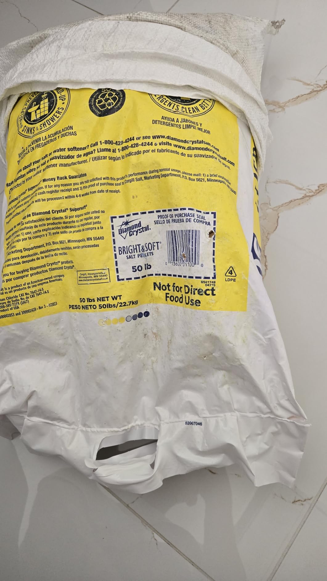 Diamond Crystal 50 lb. Water Softener Salt, Bright & Soft Series, Pellets, 99.8% Purity (Оne Расk) - Customer Photo 1