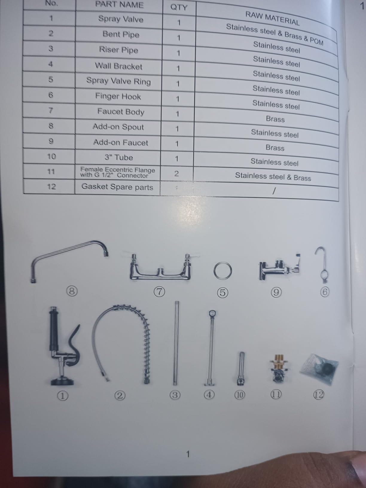 Commercial Faucet with Sprayer, 36