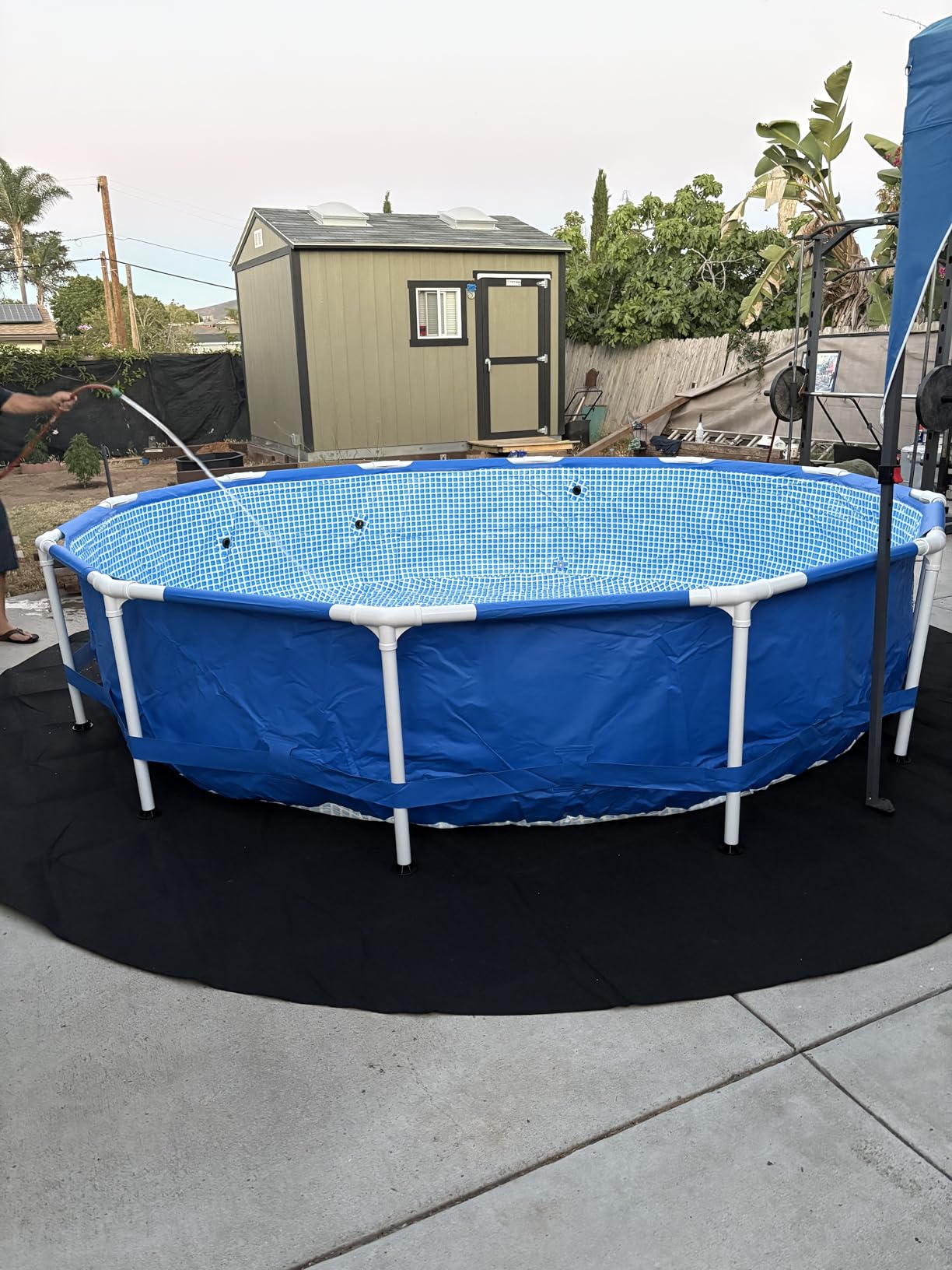 Intex Metal Frame 12 ft x 30 in Round Above Ground Outdoor Backyard Swimming Family Pool for Kids and Adults Ages 6 and Up, Blue - Customer Photo 5