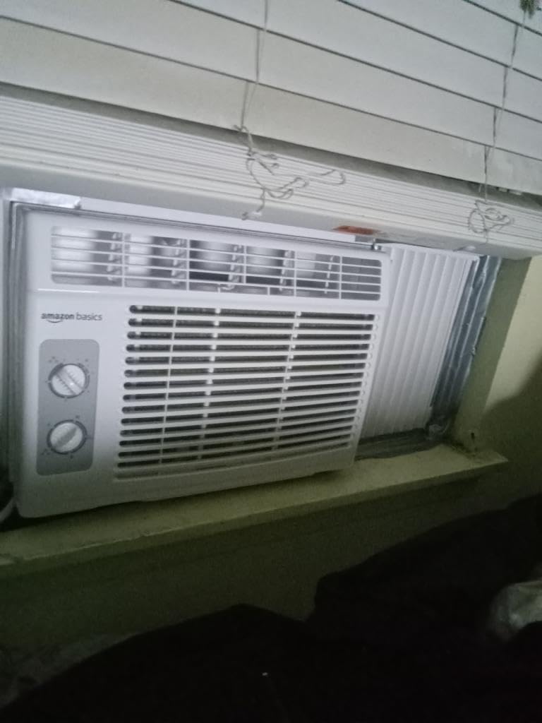 Amazon Basics 5000-BTU Small Window Air Conditioner, Up to 150 Sqf, Window AC Units with Cool and Fan Functions, Washable Filter, Adjustable Window Kit, Intuitive Mechanical Controls, White - Customer Photo 2