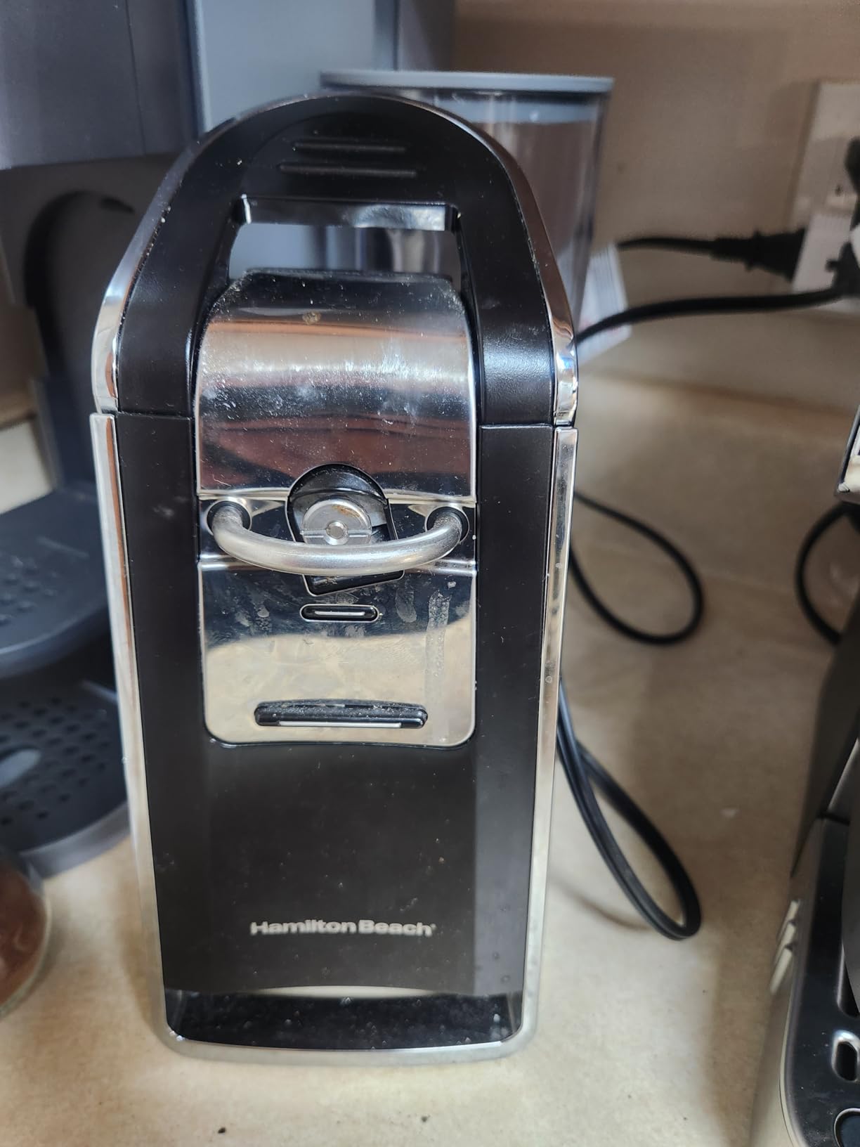 Hamilton Beach Smooth Touch Electric Automatic Can Opener Easy Push Down Lever, For All Standard-Size and Pop-Top, Extra Tall, With Bottle Opening Accessory and Built-In Knife Sharpener, Black - Customer Photo 1