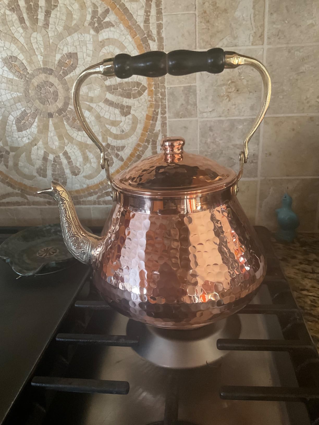 DEMMEX Large Copper Teapot, 1mm Thick, Hammered, Handcrafted in Turkey, 3 Quarts (2.8L) - Customer Photo 1
