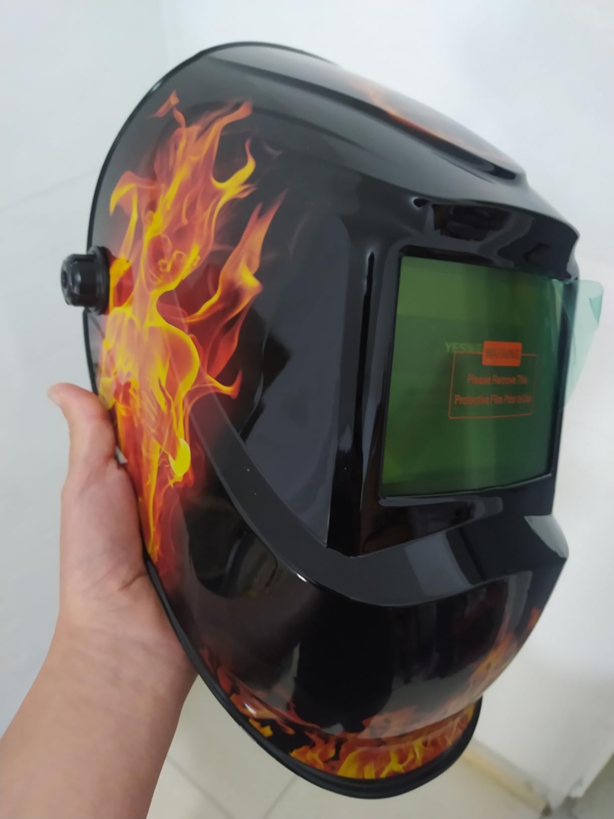 YESWELDER Auto Darkening Welding Helmet, Blue Light Blocking, 1/1/1/1 True Color Solar Powered Welding Hood with 2 Arc Sensors, Wide Shade 3.5/9-13 Welder Mask for TIG MIG ARC and Grind - Customer Photo 1