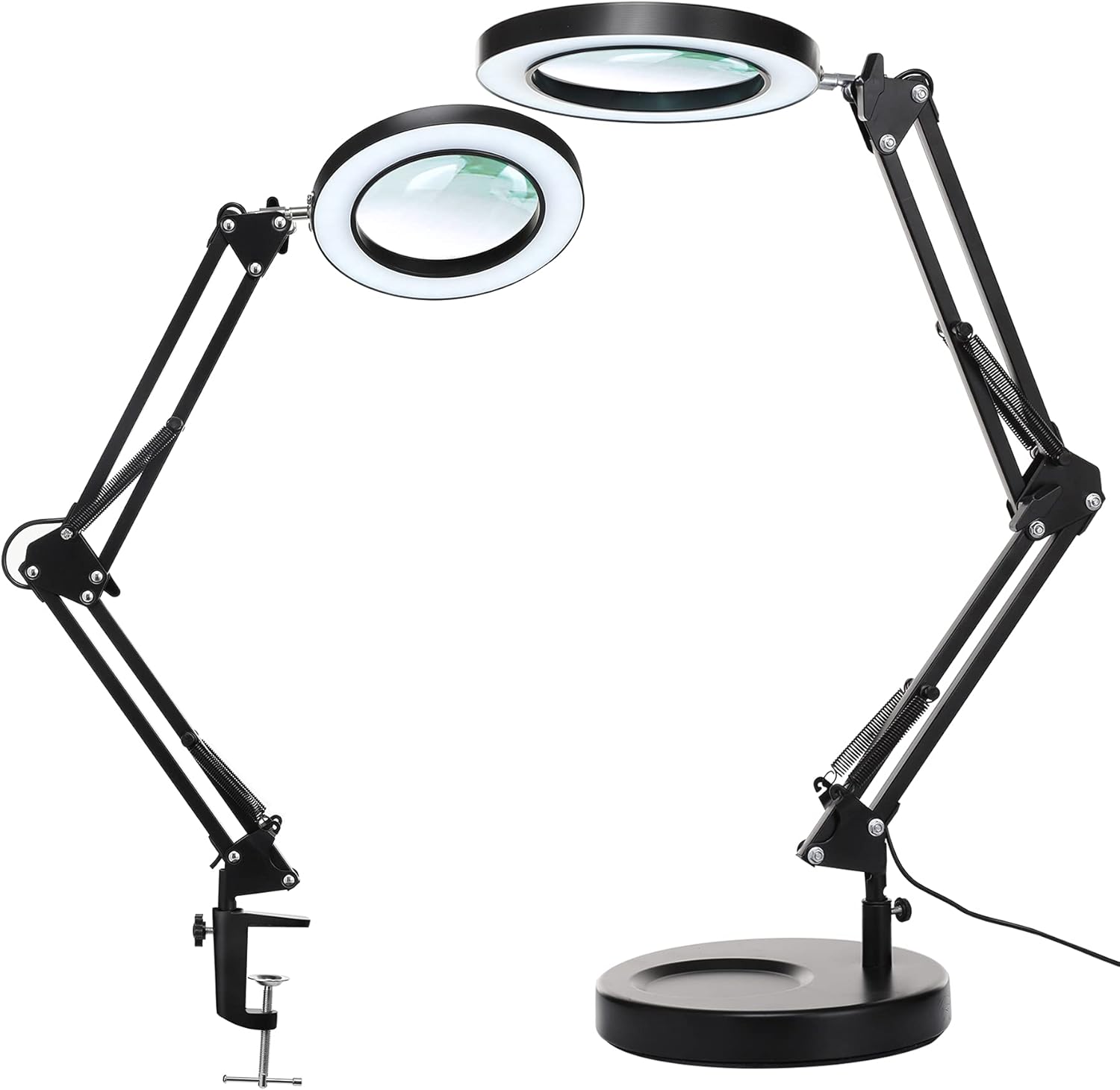 KIRKAS 10X Magnifying Glass with Light and Stand, 2-in-1 Stepless Dimmable LED Desk Lamp with Clamp, 3 Color Modes Lighted Magnifier Swivel Arm Light for Reading, Craft, Close Works - Black - Customer Photo 1