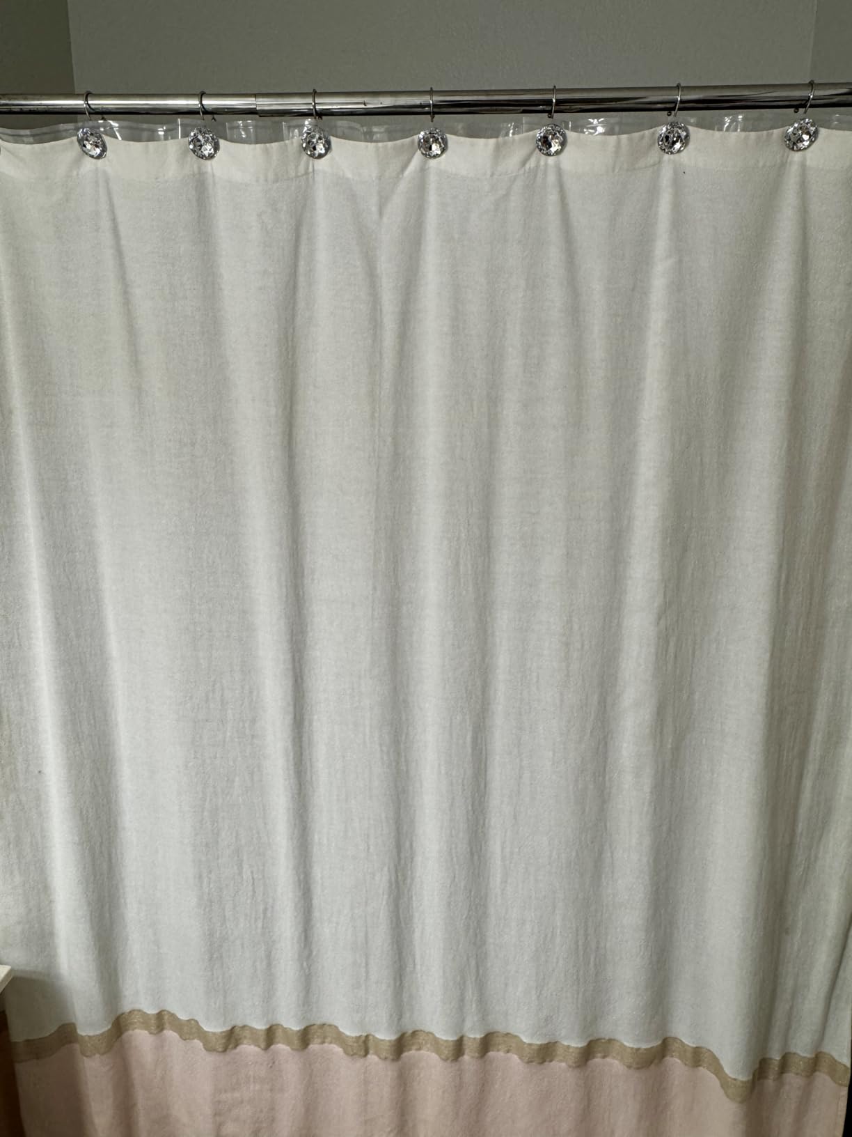 12PCS Shower Curtain Hooks Rings for Bathroom, Stainless Steel Rust Resistant Decorative Rhinestones Shower Curtain Rings Hangers for Shower Curtains, Clothing, Towels, etc. (Clear) - Customer Photo 2
