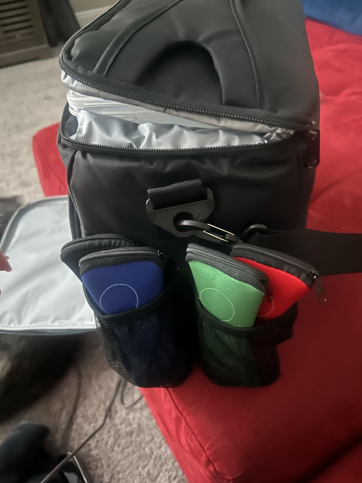 ThinkFit Large Black Meal Prep Lunch Bag, 8 Portion Control Containers, Pill Dispenser, Shaker Cup & 2 XL Reusable Ice Packs - Customer Photo 2