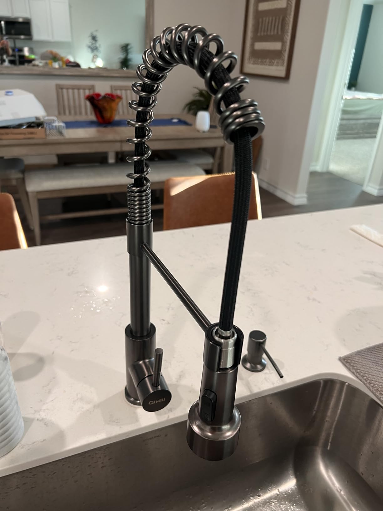 GIMILI Black Kitchen Faucet with Pull Down Sprayer Single Hole Spring Kitchen Sink Faucet, Suitable for Farmhouses, RV, Utility Laundry Room, Outdoor, and Campers - Customer Photo 1
