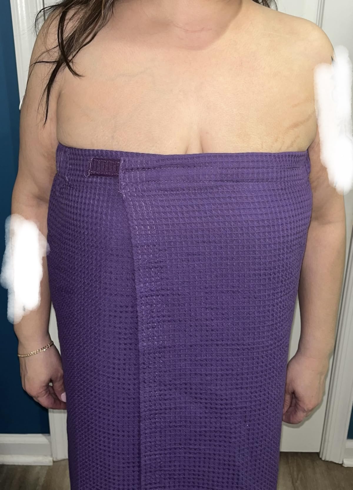 Turkish Linen Women's Waffle Spa Body Wrap with Adjustable Closure - Customer Photo 1