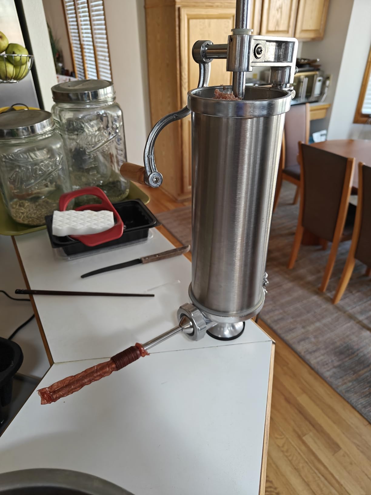 MASTER FENG Sausage Stuffer, Stainless Steel Homemade Sausage Maker Vertical Meat Filling Kitchen Machine, Packed 8 Stuffing Tubes Customer Review MASTER FENG Sausage Stuffer, Stainless Steel Homemade Sausage Maker Vertical Meat Filling Kitchen Machine, Packed 8 Stuffing Tubes - Customer Photo 1