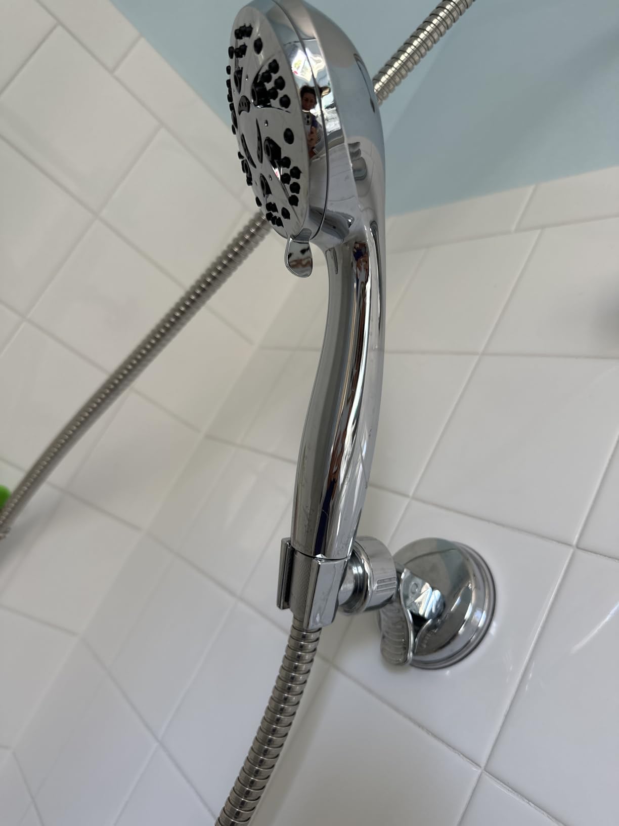 AquaDance High Pressure 6-Setting Full Brushed Nickel Handheld Shower Head with Stainless Steel Hose. Officially Independently Tested to Meet Strict US Quality & Performance Standards! - Customer Photo 1