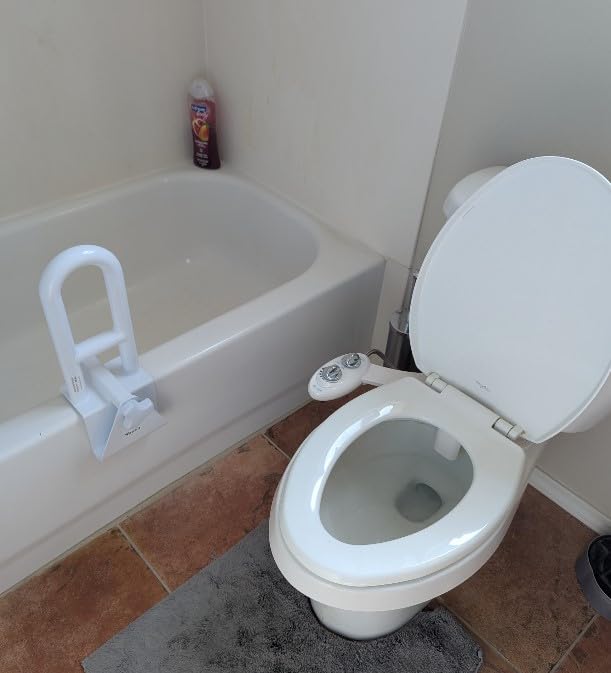 Vaunn Medical Adjustable Bathtub Safety Rail Shower Grab Bar Handle, Stainless Steel, White - Customer Photo 1