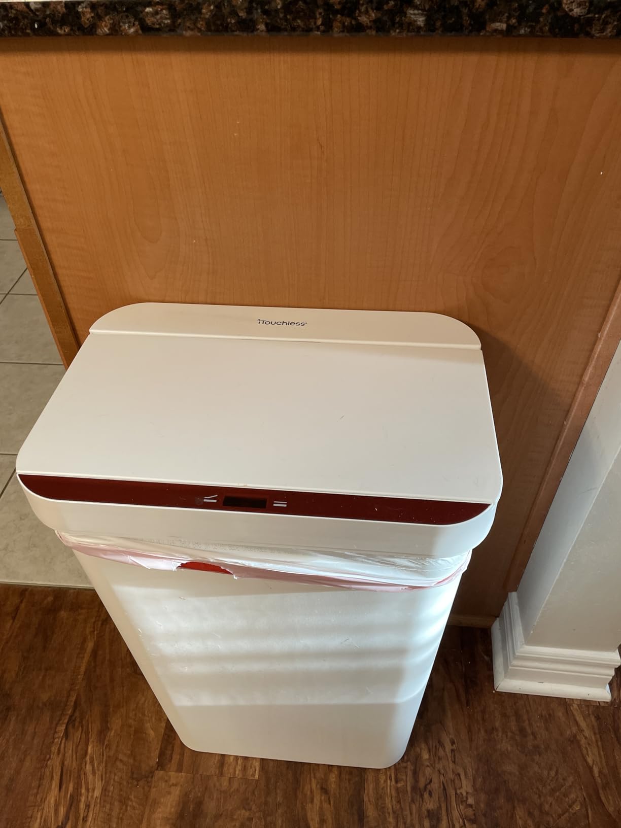 iTouchless 13 Gallon Smart Trash Can with Pet-Proof Lid – Motion Sensor Stainless Steel Bin with Odor Control for Kitchens, Offices & Garages - Customer Photo 1