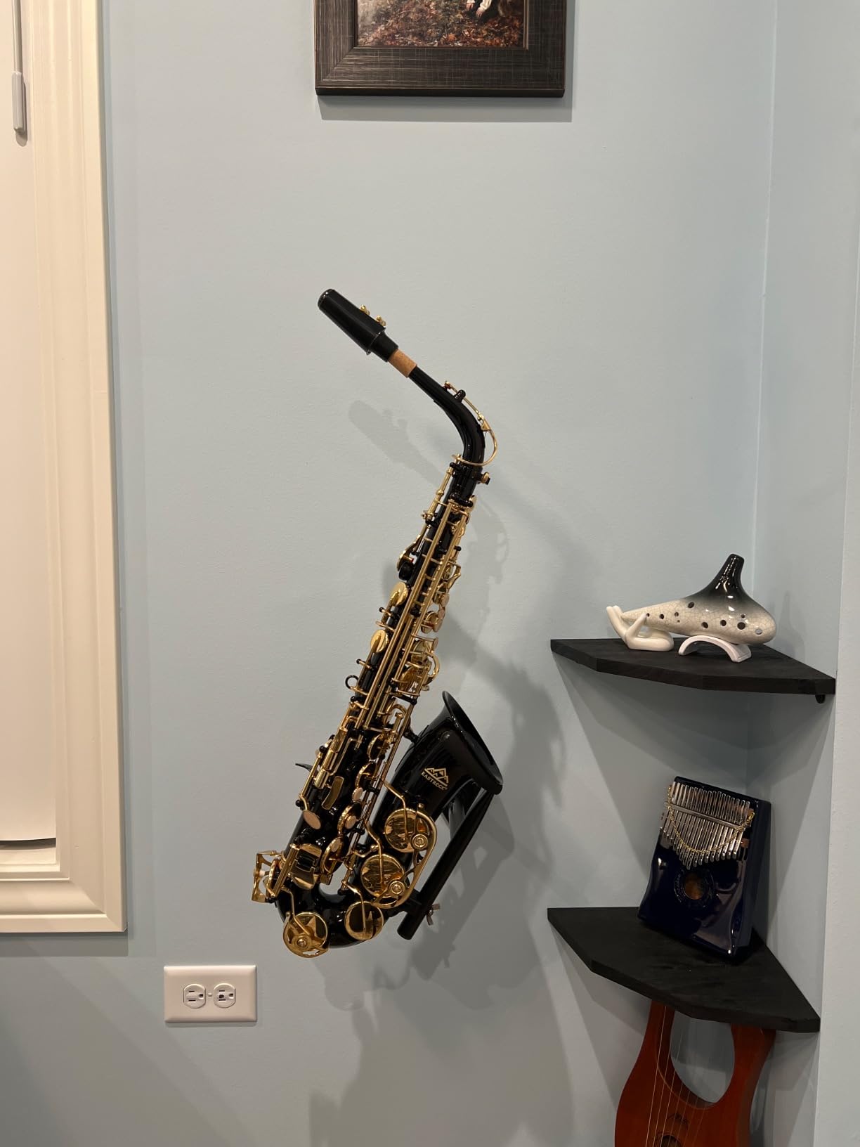 EASTROCK Dark Blue/Golden Alto Saxophone E Flat Sax Full Kit for Students Beginner with Carrying Case,Mouthpiece,Mouthpiece Cushion Pads - Customer Photo 1